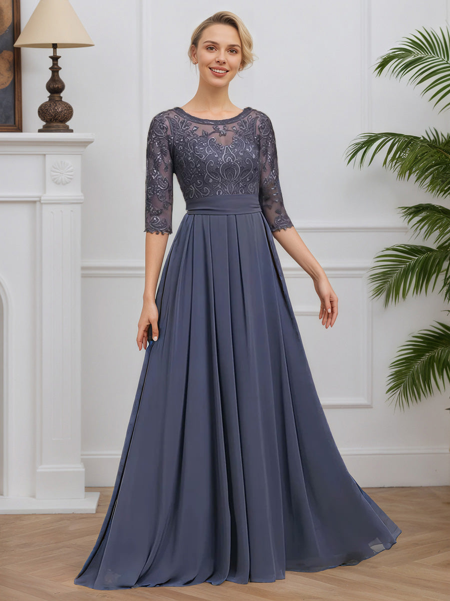 Cicinia Stormy Mother Of The Bride Dress Long Chiffon Lace A-line Floor Length
