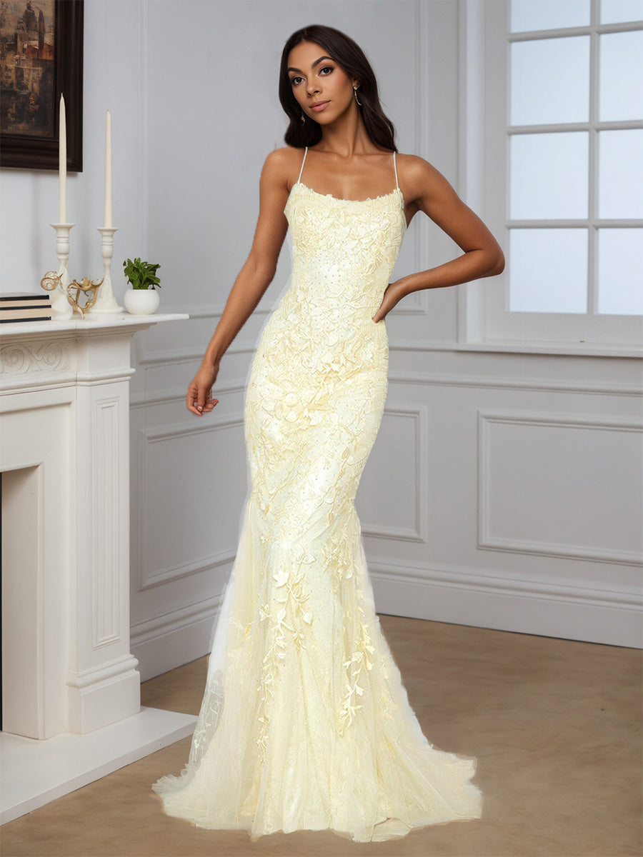 Cicinia Champagne Prom Dresses Tulle Spaghetti Straps Appliquess Party Dress Cicinia Champagne Prom Dresses Tulle Spaghetti Straps Appliquess Party Dress