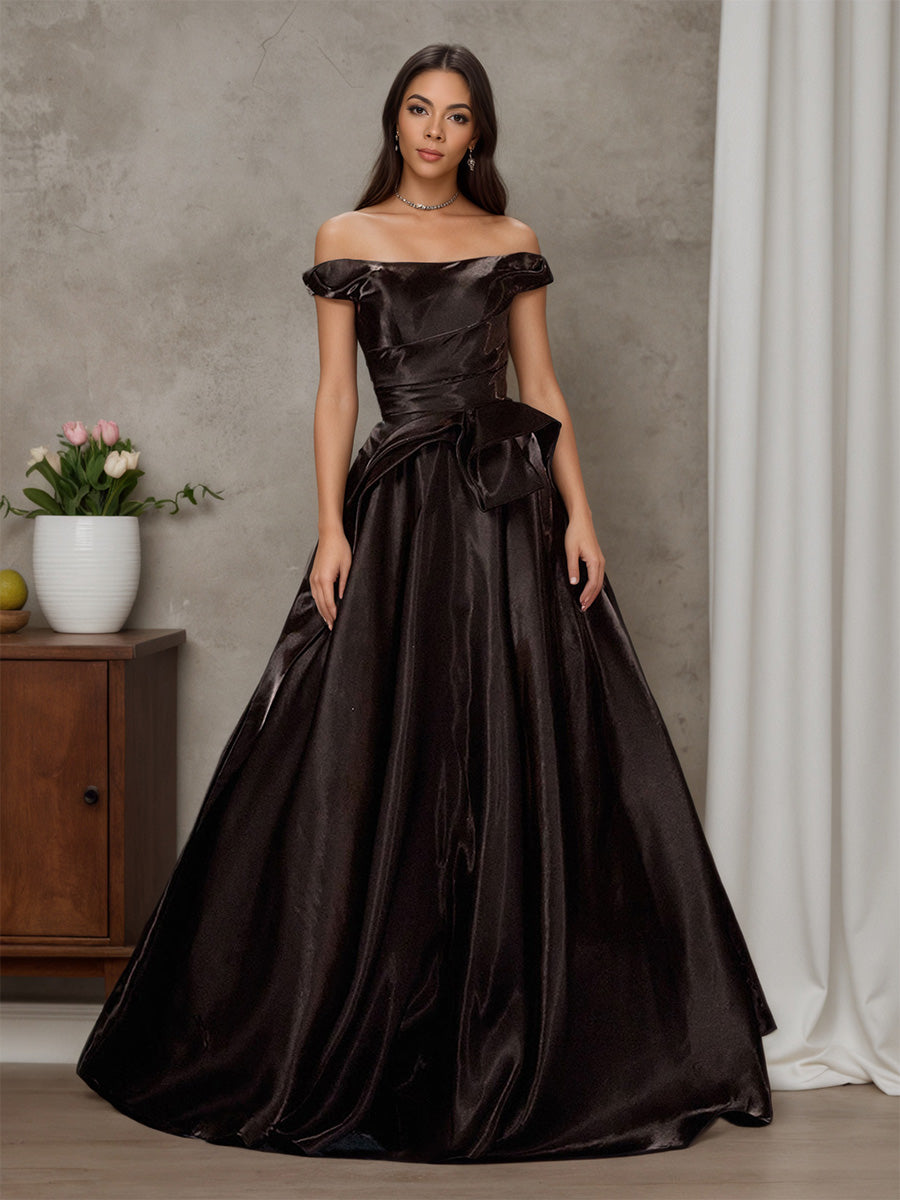 Green Off The Shoulder Evening Gown Sheath Sweep Train Long Prom Dress