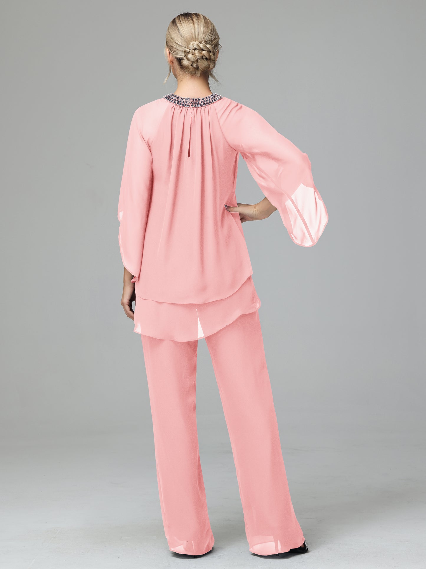 Long Sleeves Chiffon Mother Of The Bride Dress Pants Suits