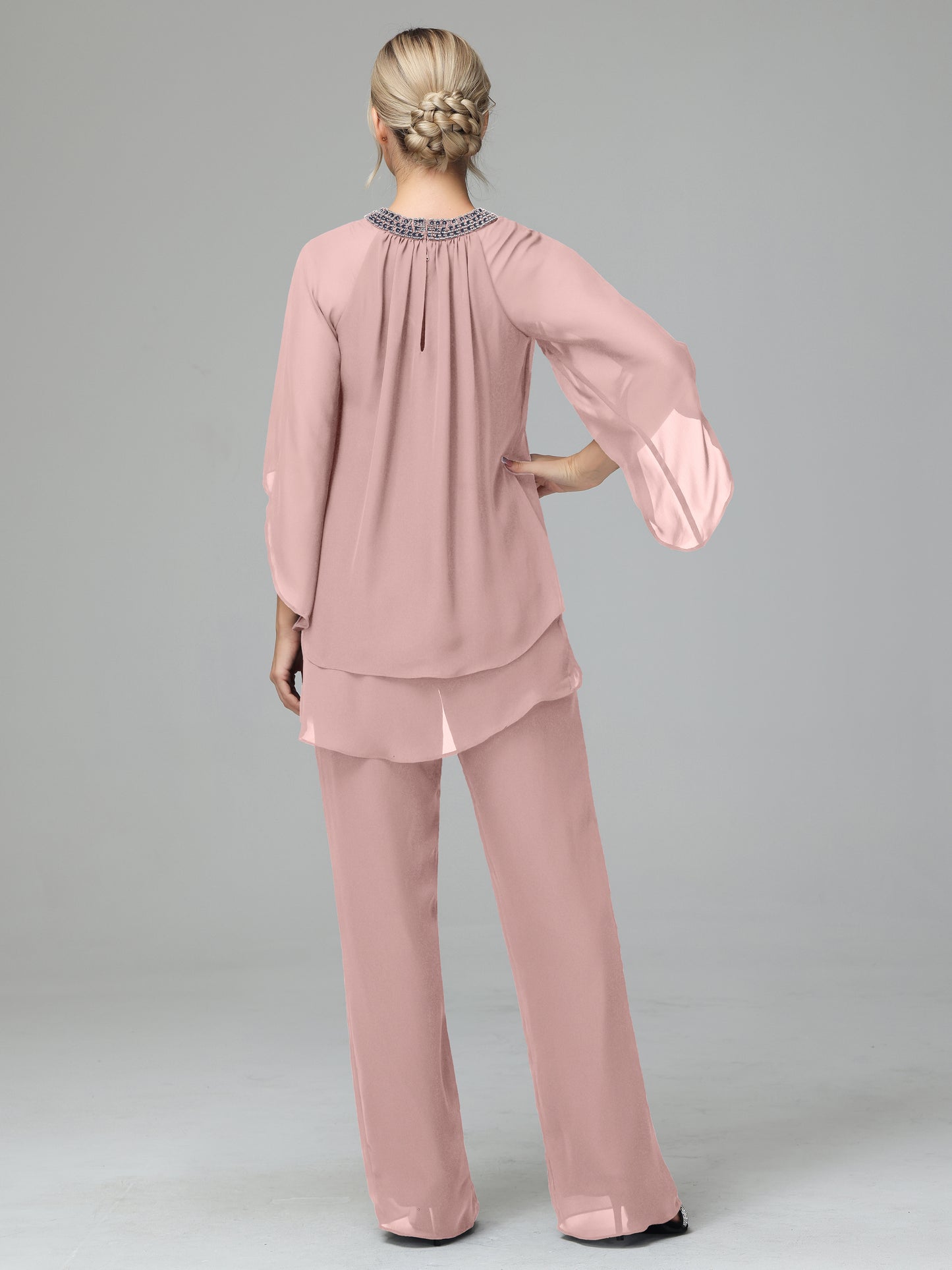 Long Sleeves Chiffon Mother Of The Bride Dress Pants Suits