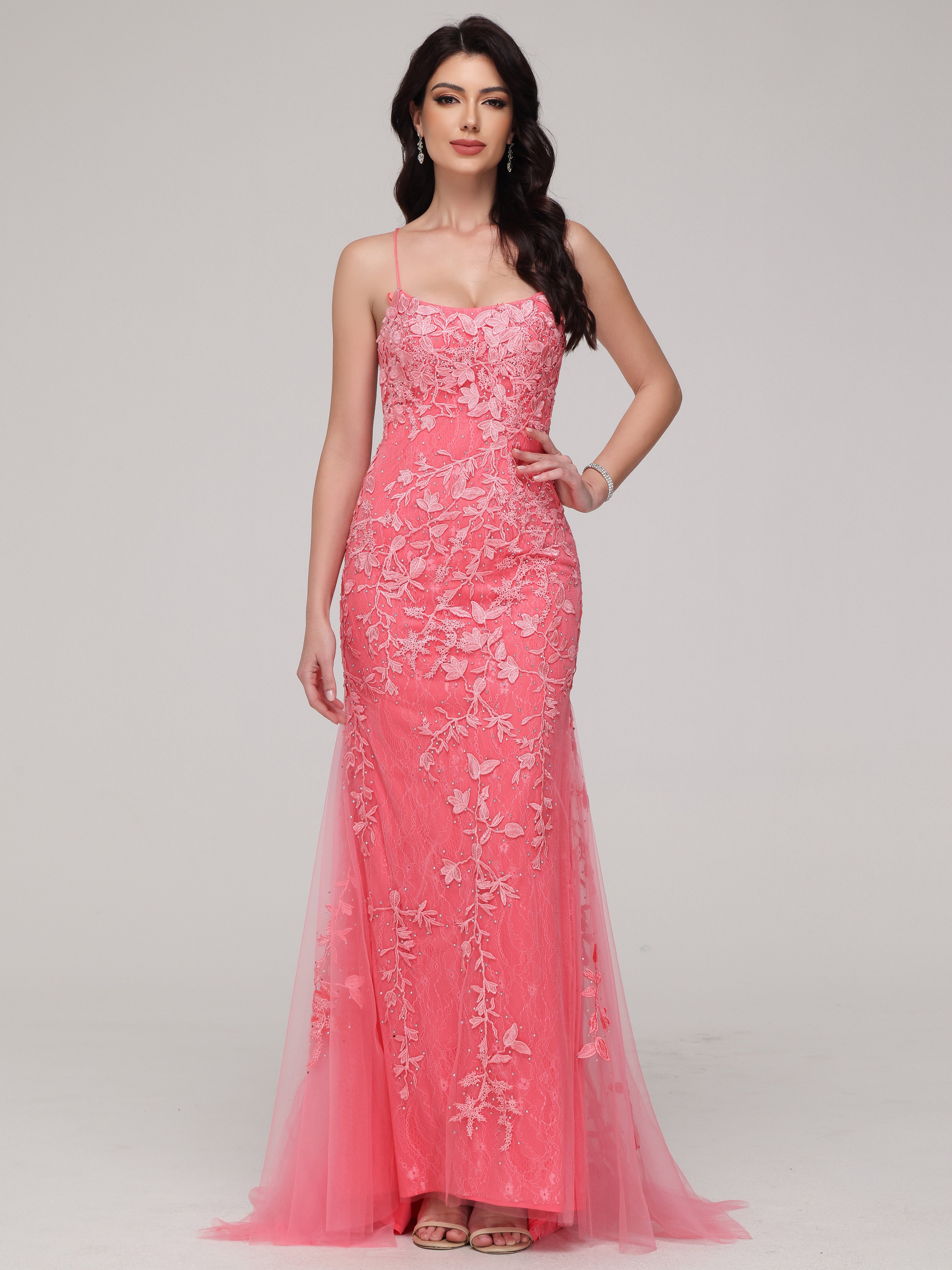 Mermaid Spaghetti Straps Lace Appliques Tulle Wedding Party Dresses Mermaid Spaghetti Straps Lace Appliques Tulle Wedding Party Dresses