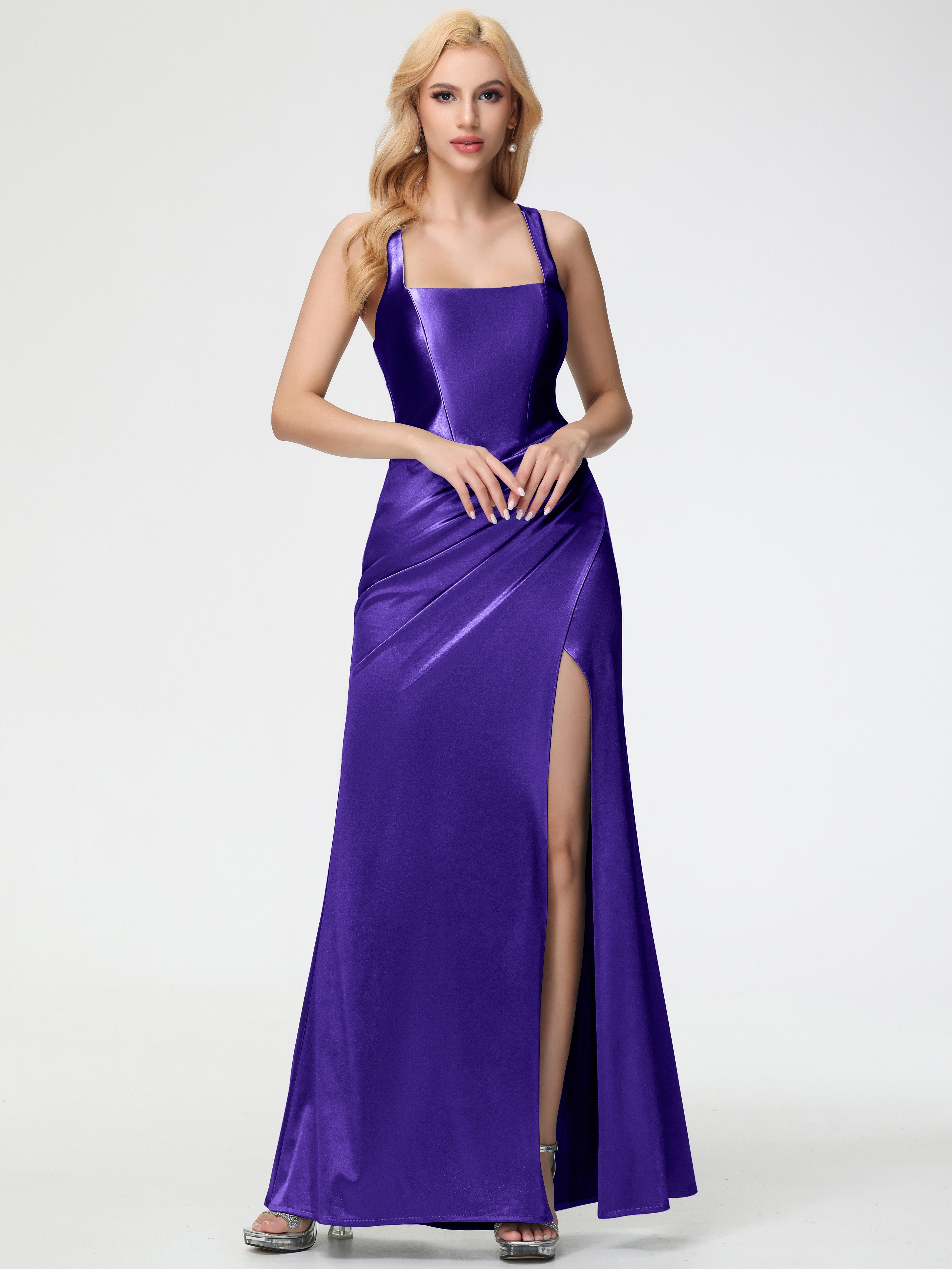 Regency Formal Dresses Straps Ruched Floor Length Sheath Formal Dress With Slit Regency Formal Dresses Straps Ruched Floor Length Sheath Formal Dress With Slit