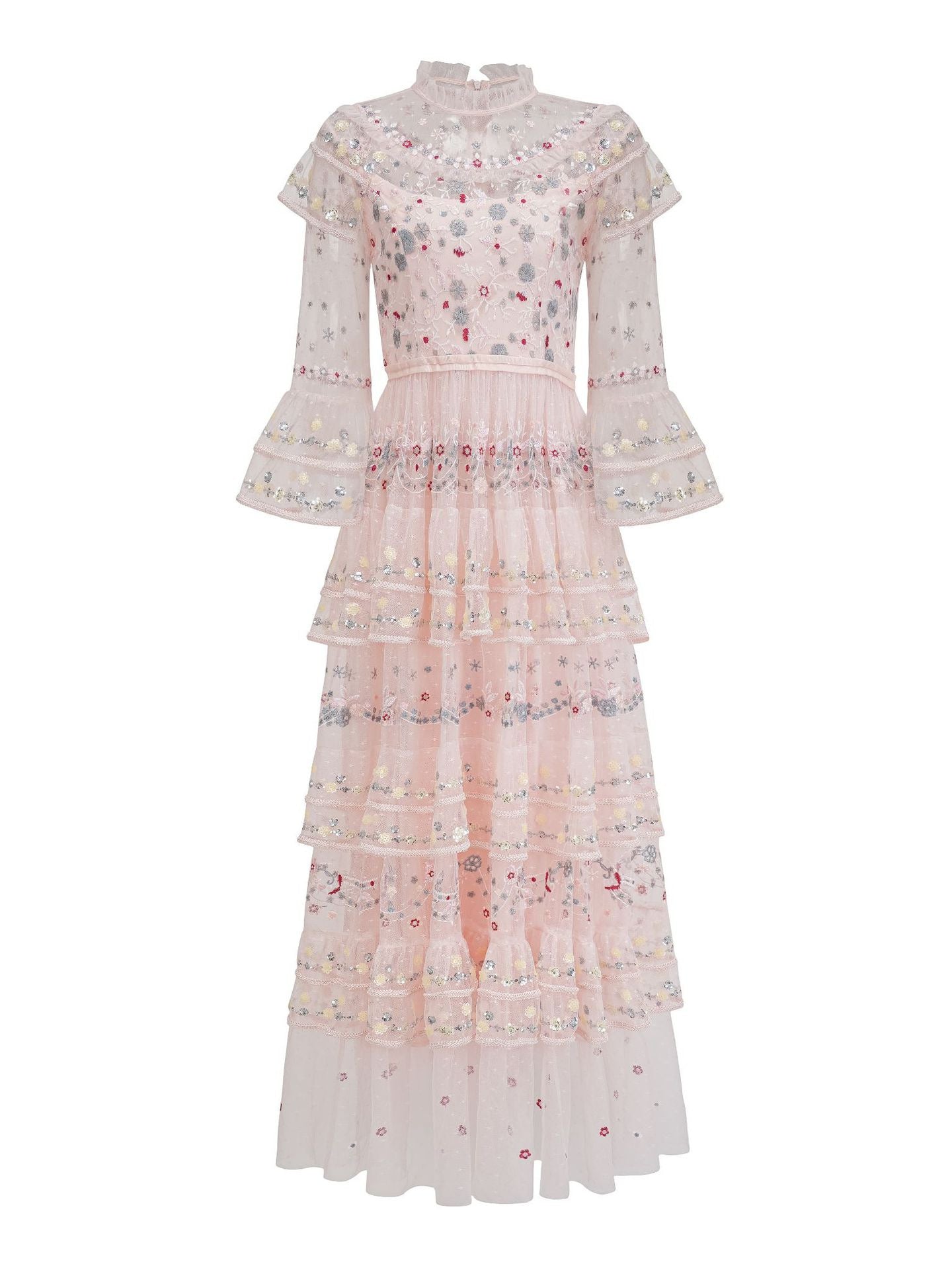 3 quarter sleeve prom dress Terani Couture 242M3368 - Long Printed Jacquard Trumpet Dress