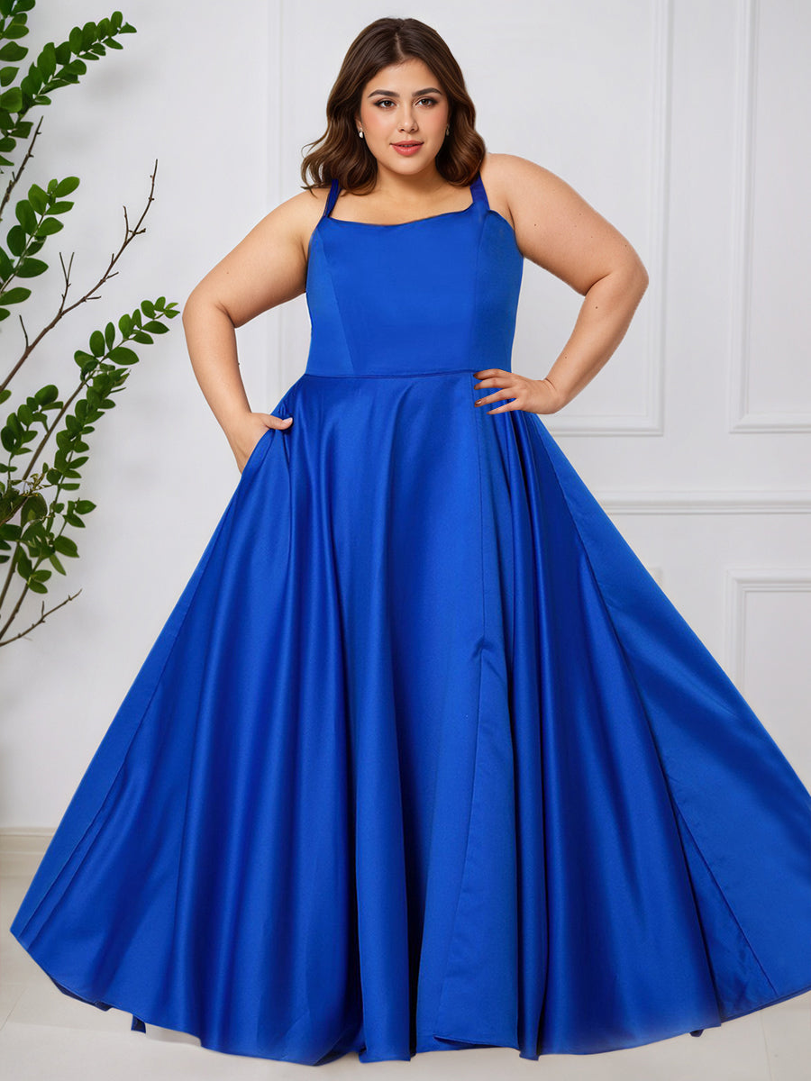 Cicinia Plus Size Royal Blue Mother Of The Bride Dress With Bowknot Long Satin A-line Off The Shoulder Ankle Length