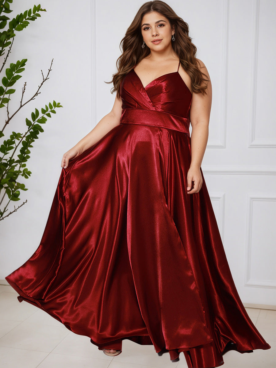Long Sleeve Prom Dresses Big Sizes Simple A-line Soft Satin Spaghetti Straps Long Plus Size Prom Dress Long Sleeve Prom Dresses Big Sizes Simple A-line Soft Satin Spaghetti Straps Long Plus Size Prom Dress