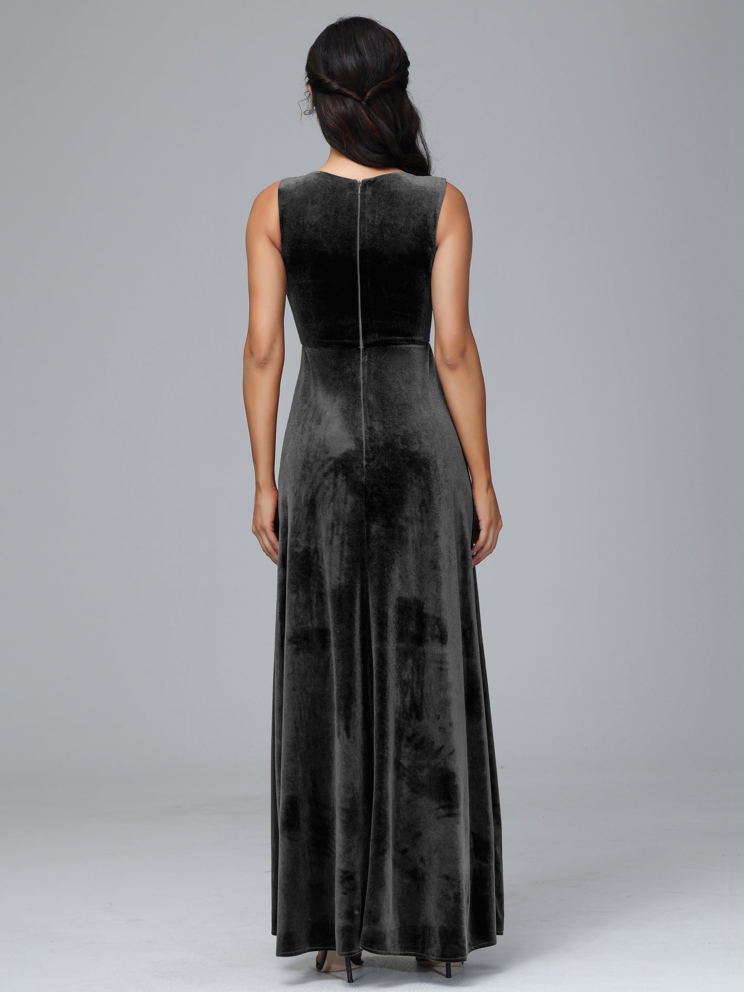 Straps V Neck Plus Size Bridesmaid Dress With Slit