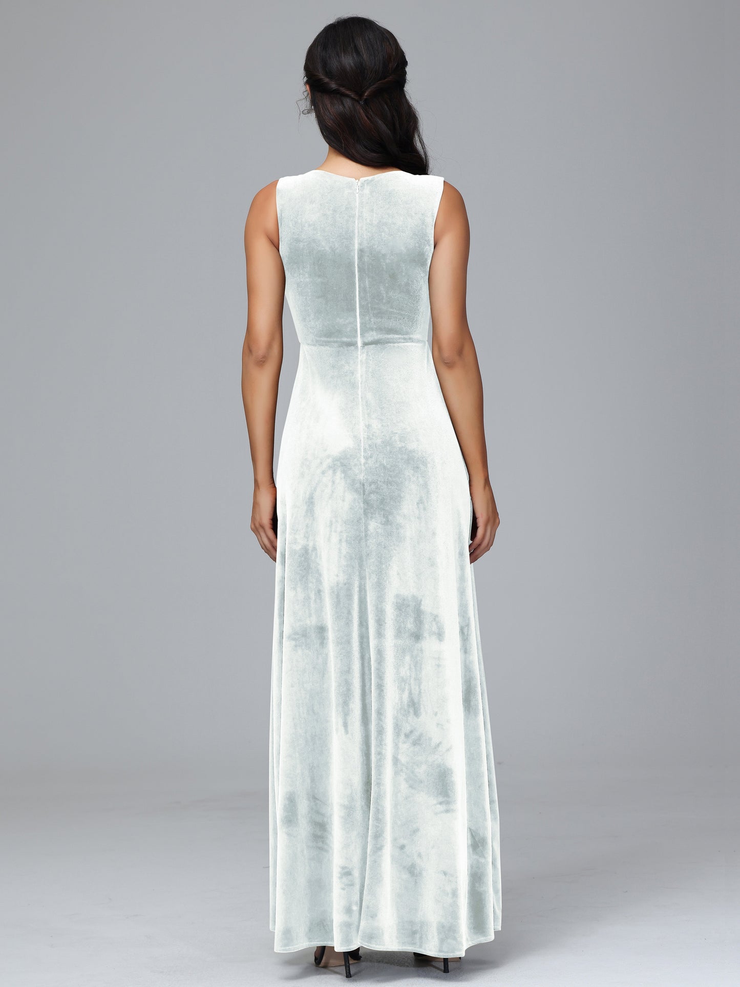 Straps V Neck Plus Size Bridesmaid Dress With Slit