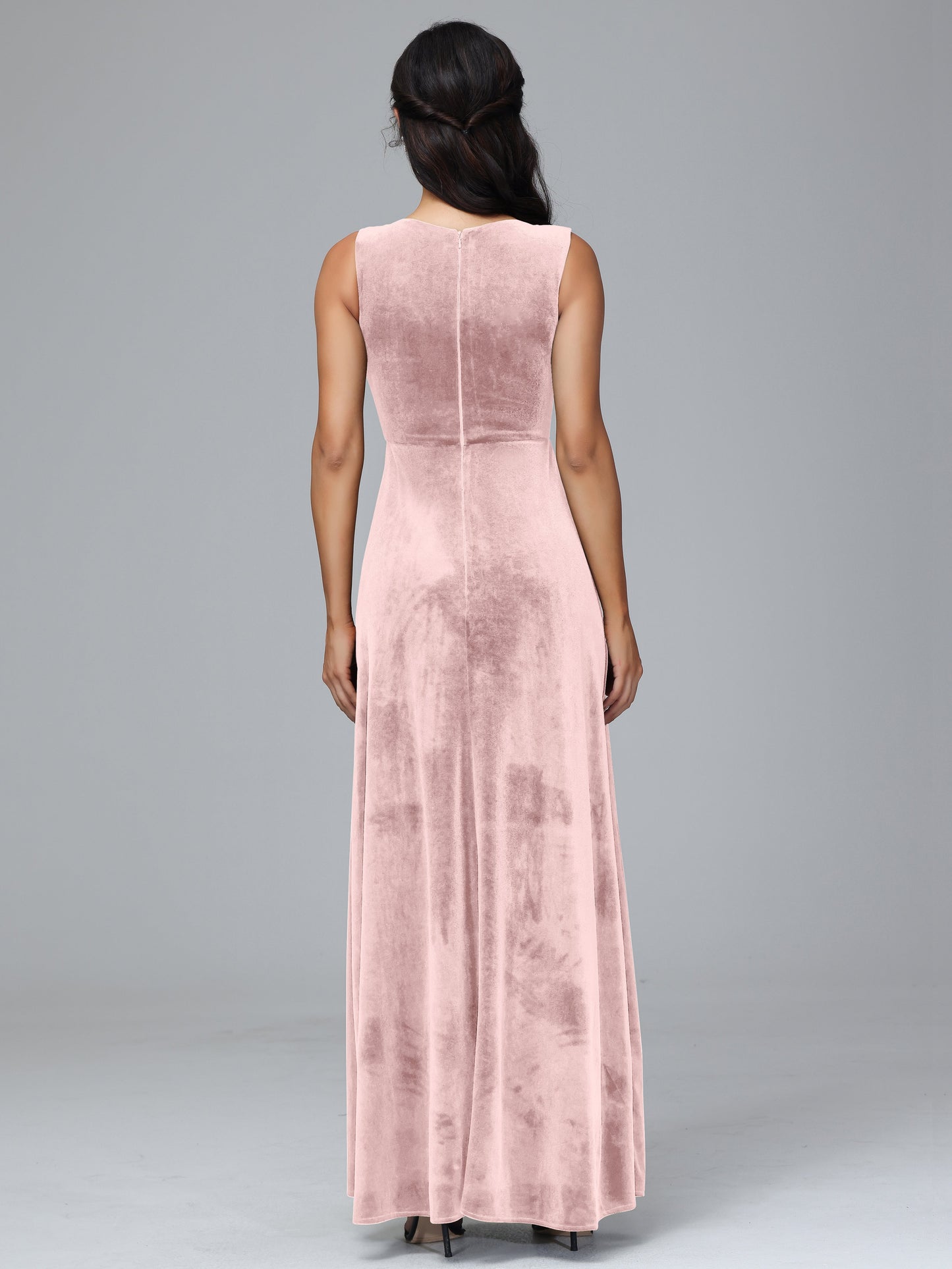Straps V Neck Plus Size Bridesmaid Dress With Slit