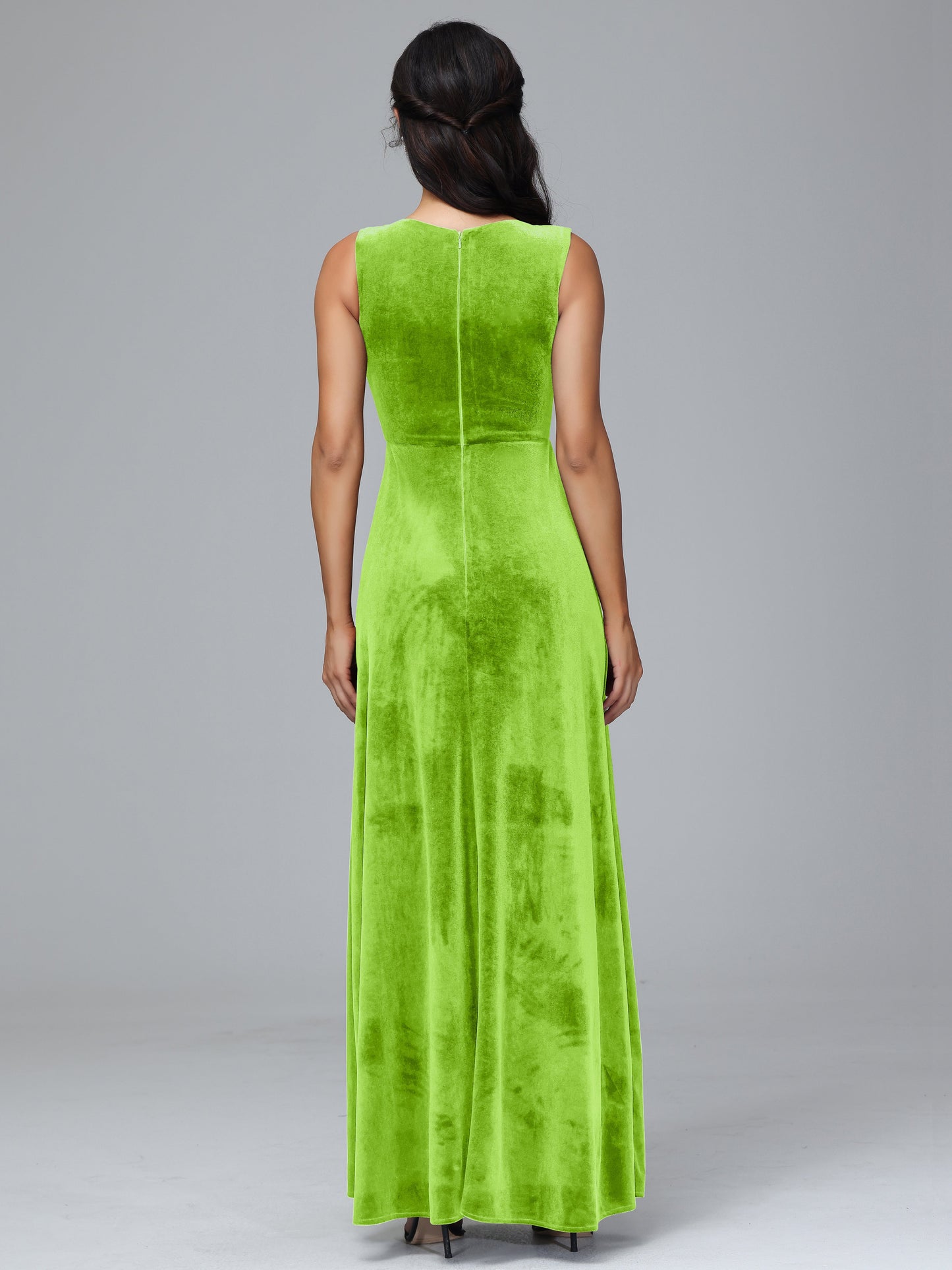 Straps V Neck Plus Size Bridesmaid Dress With Slit