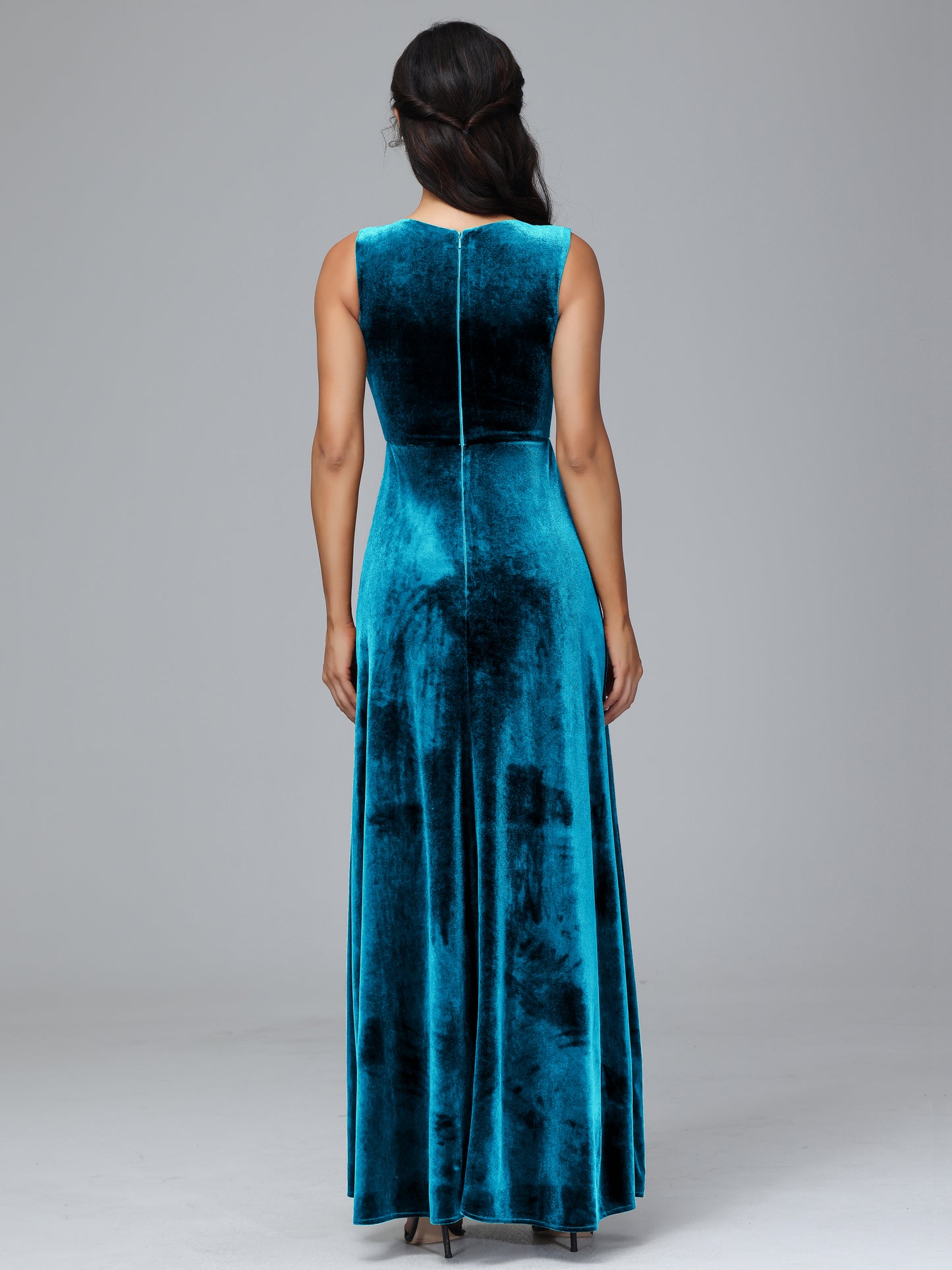 Straps V Neck Bridesmaid Dress With Slit
