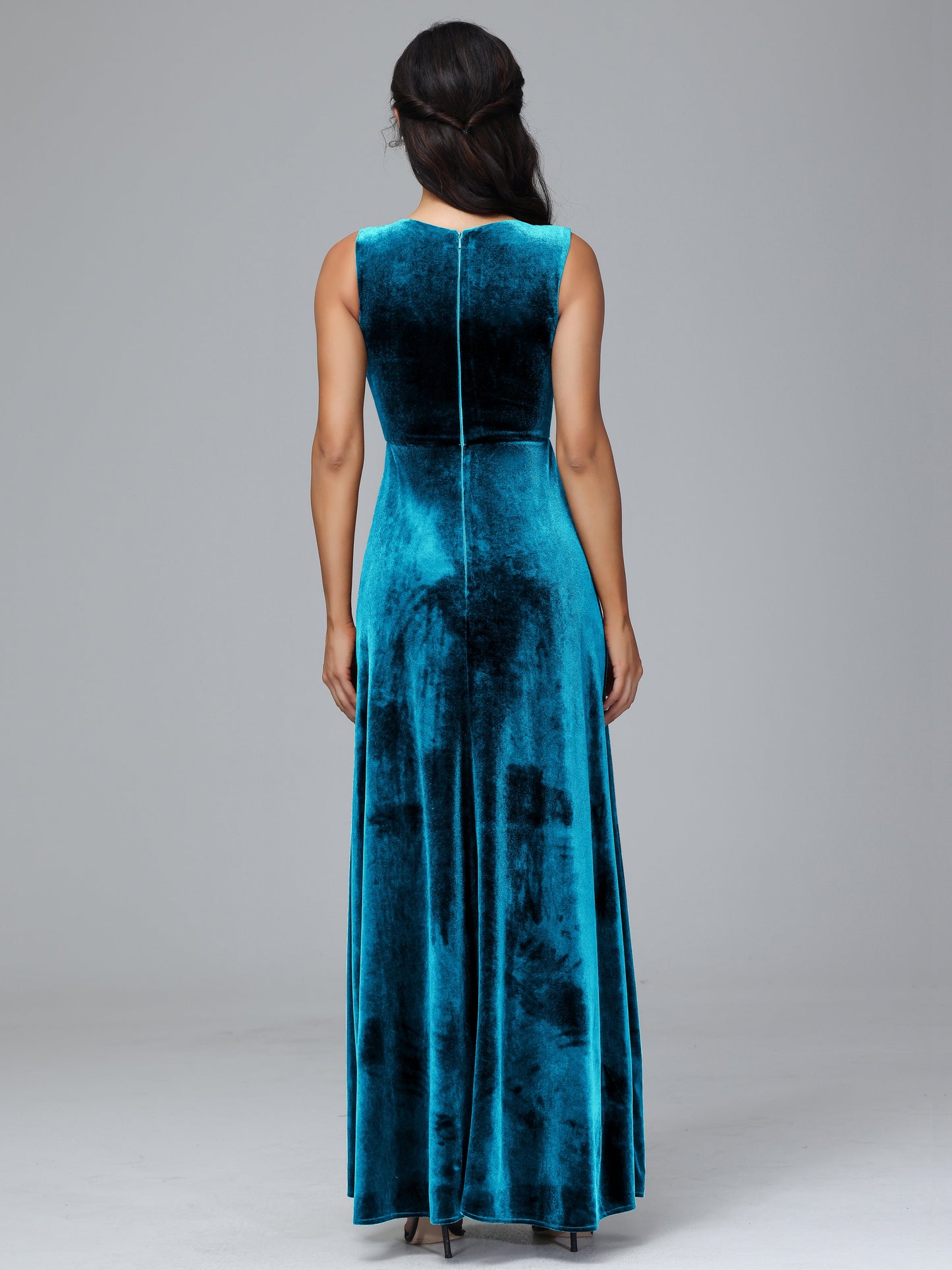 Straps V Neck Plus Size Bridesmaid Dress With Slit