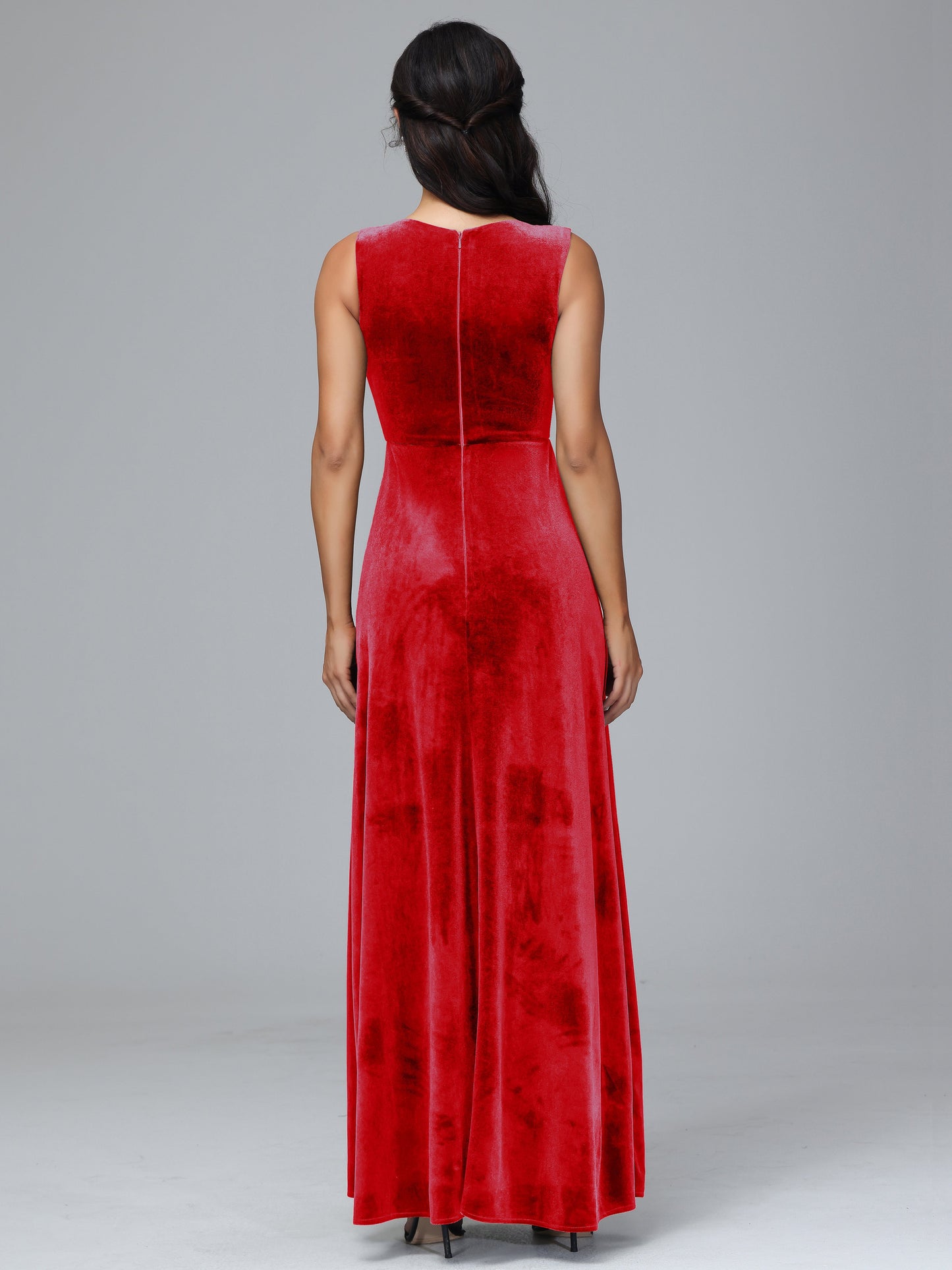 Straps V Neck Plus Size Bridesmaid Dress With Slit