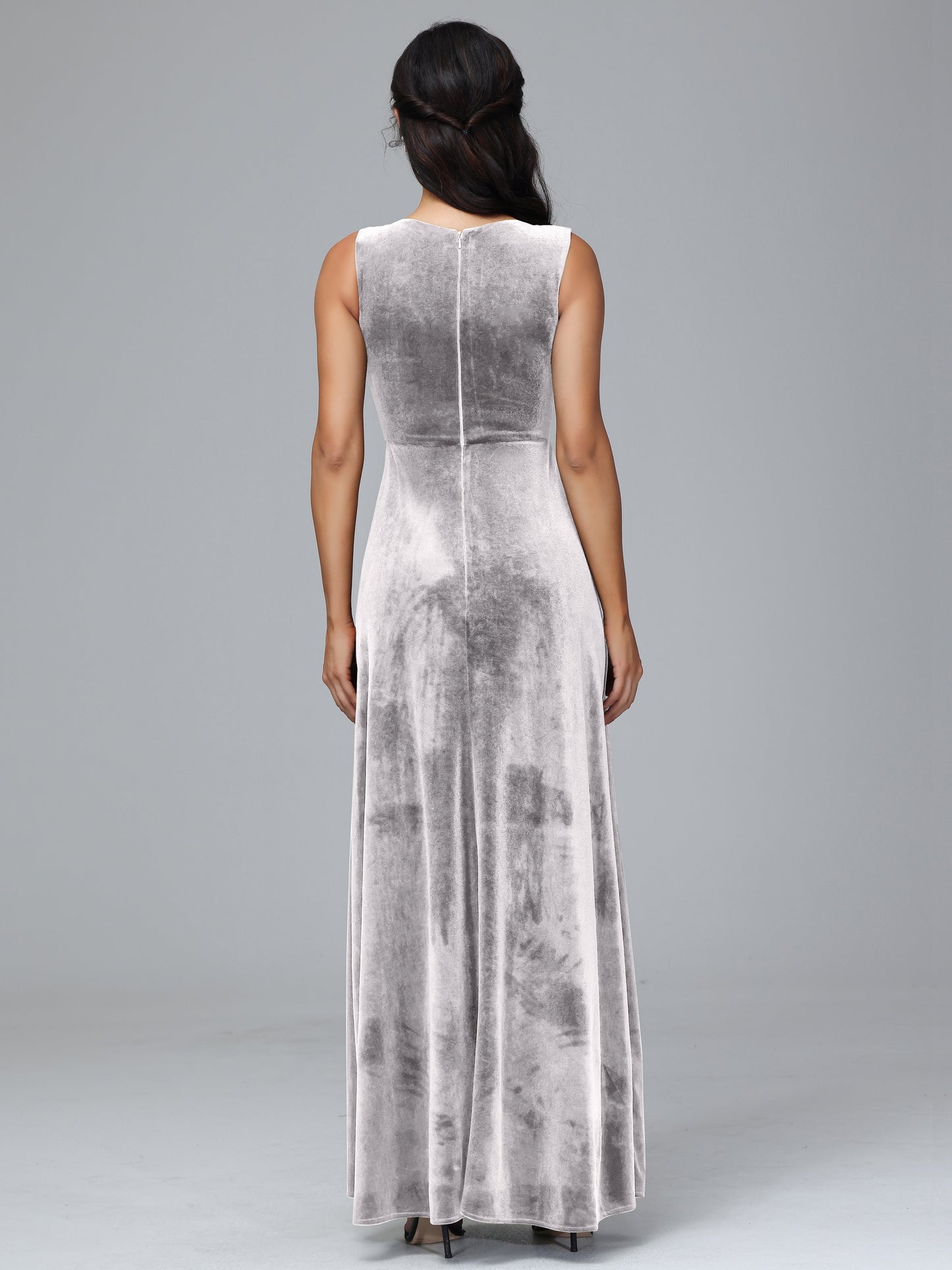 Straps V Neck Plus Size Bridesmaid Dress With Slit