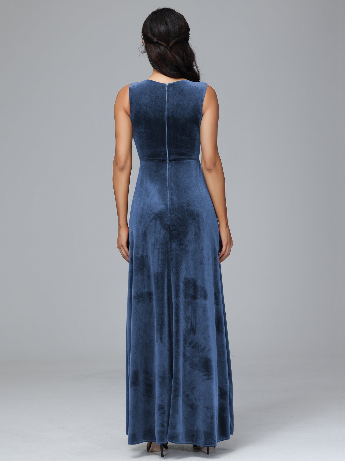 Straps V Neck Plus Size Bridesmaid Dress With Slit