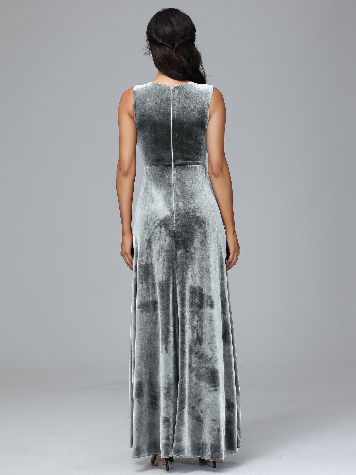 Straps V Neck Plus Size Bridesmaid Dress With Slit