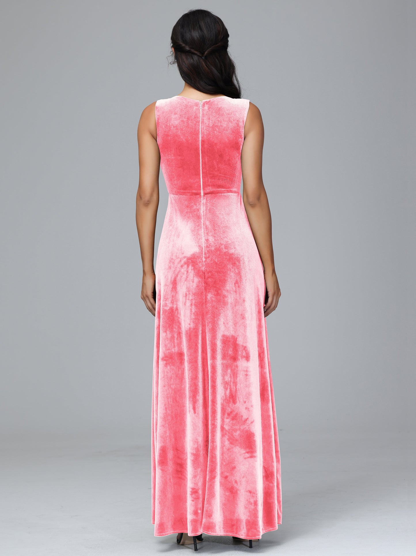 Straps V Neck Plus Size Bridesmaid Dress With Slit