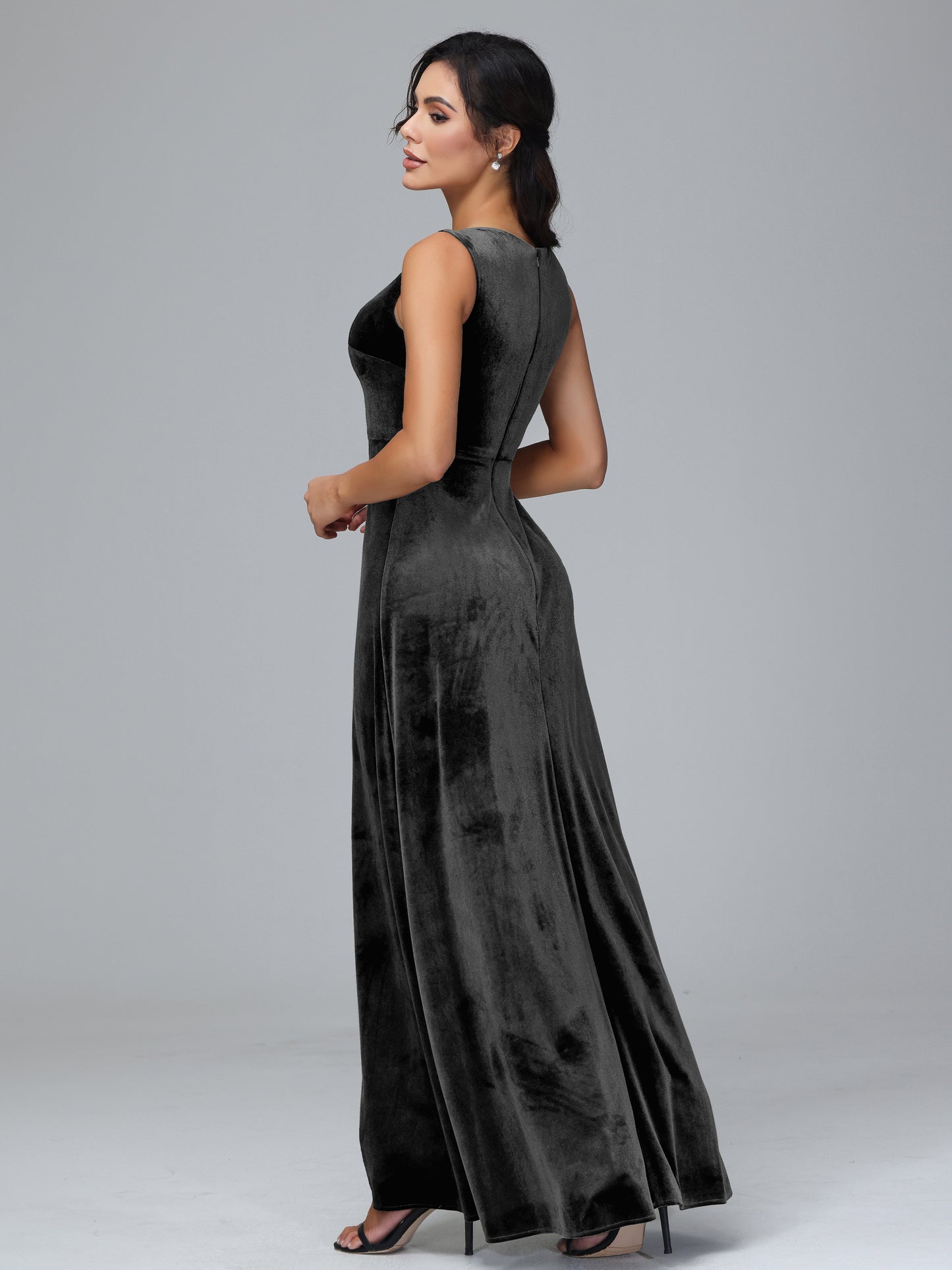 Straps V Neck Plus Size Bridesmaid Dress With Slit