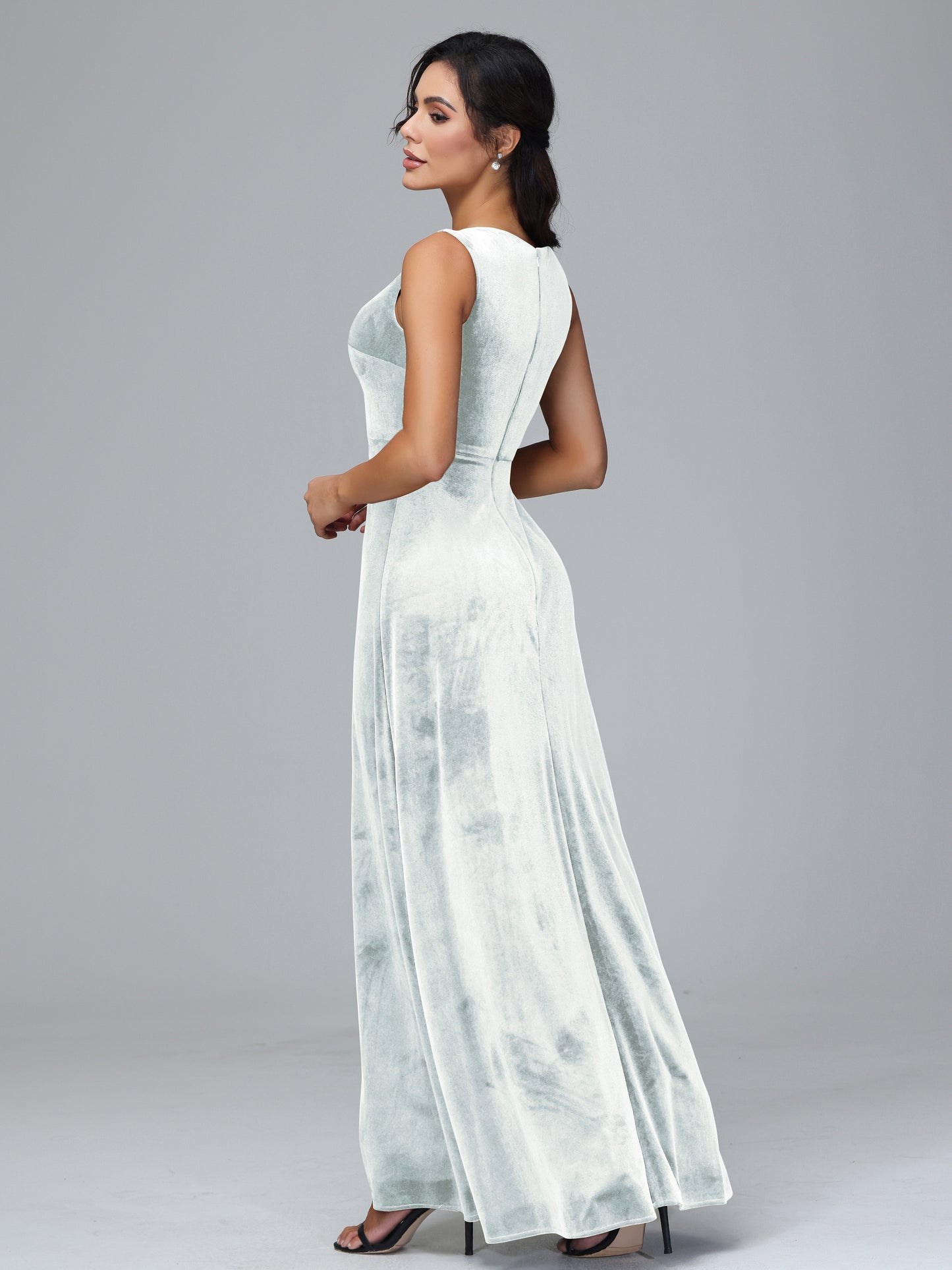 Straps V Neck Plus Size Bridesmaid Dress With Slit