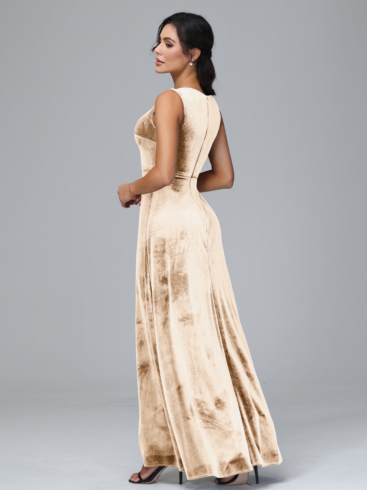 Straps V Neck Plus Size Bridesmaid Dress With Slit