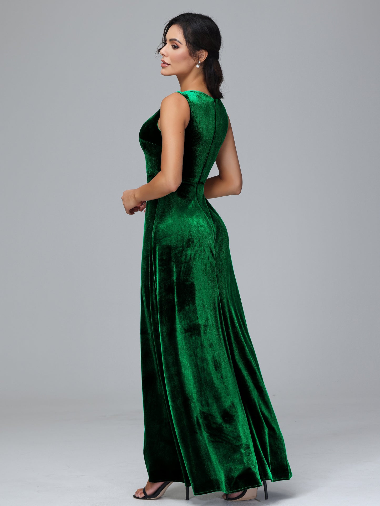 Straps V Neck Plus Size Bridesmaid Dress With Slit
