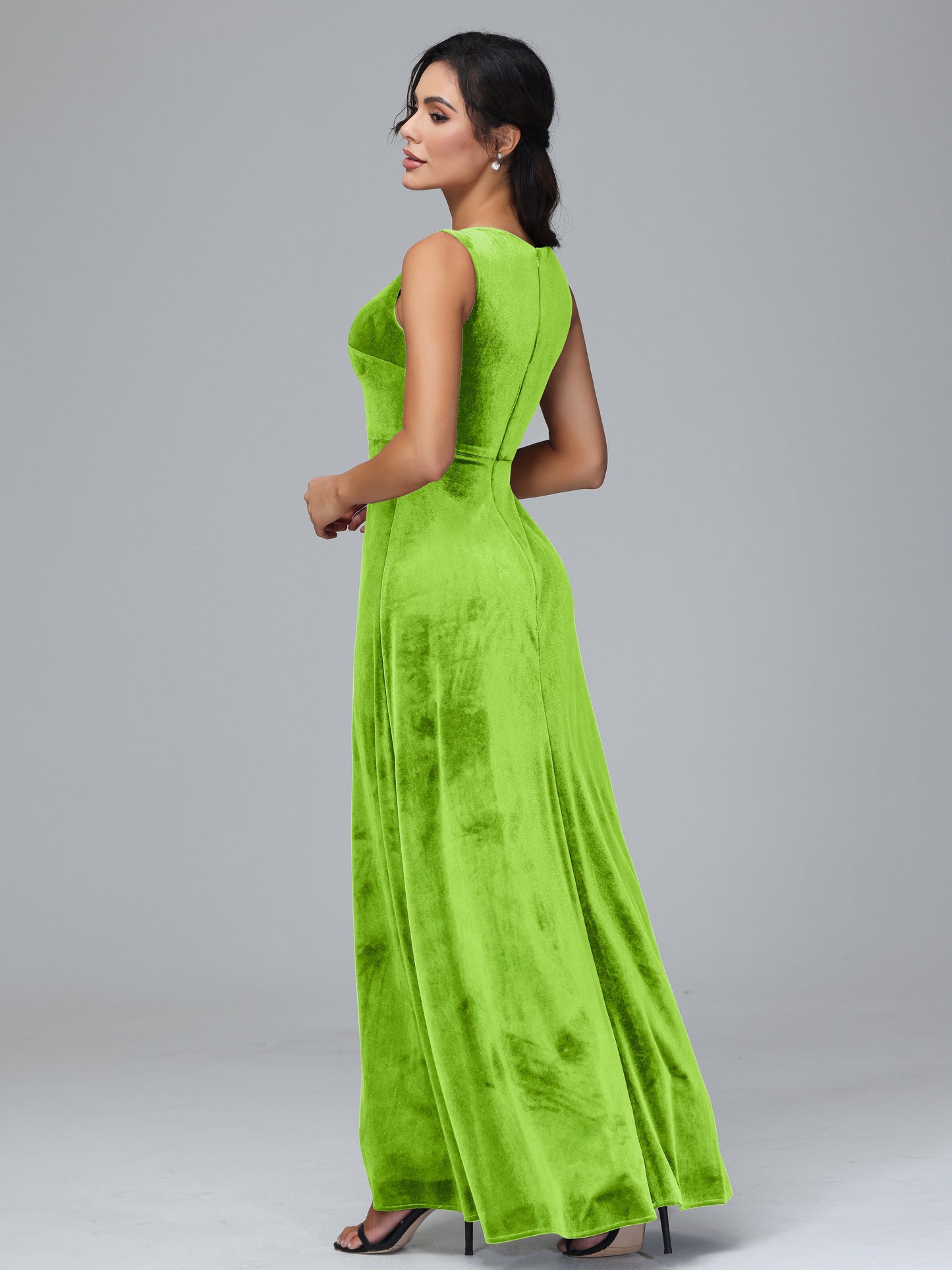 Straps V Neck Plus Size Bridesmaid Dress With Slit