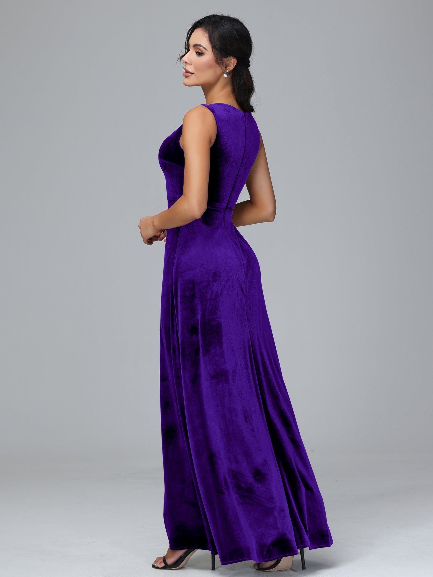 Straps V Neck Bridesmaid Dress With Slit