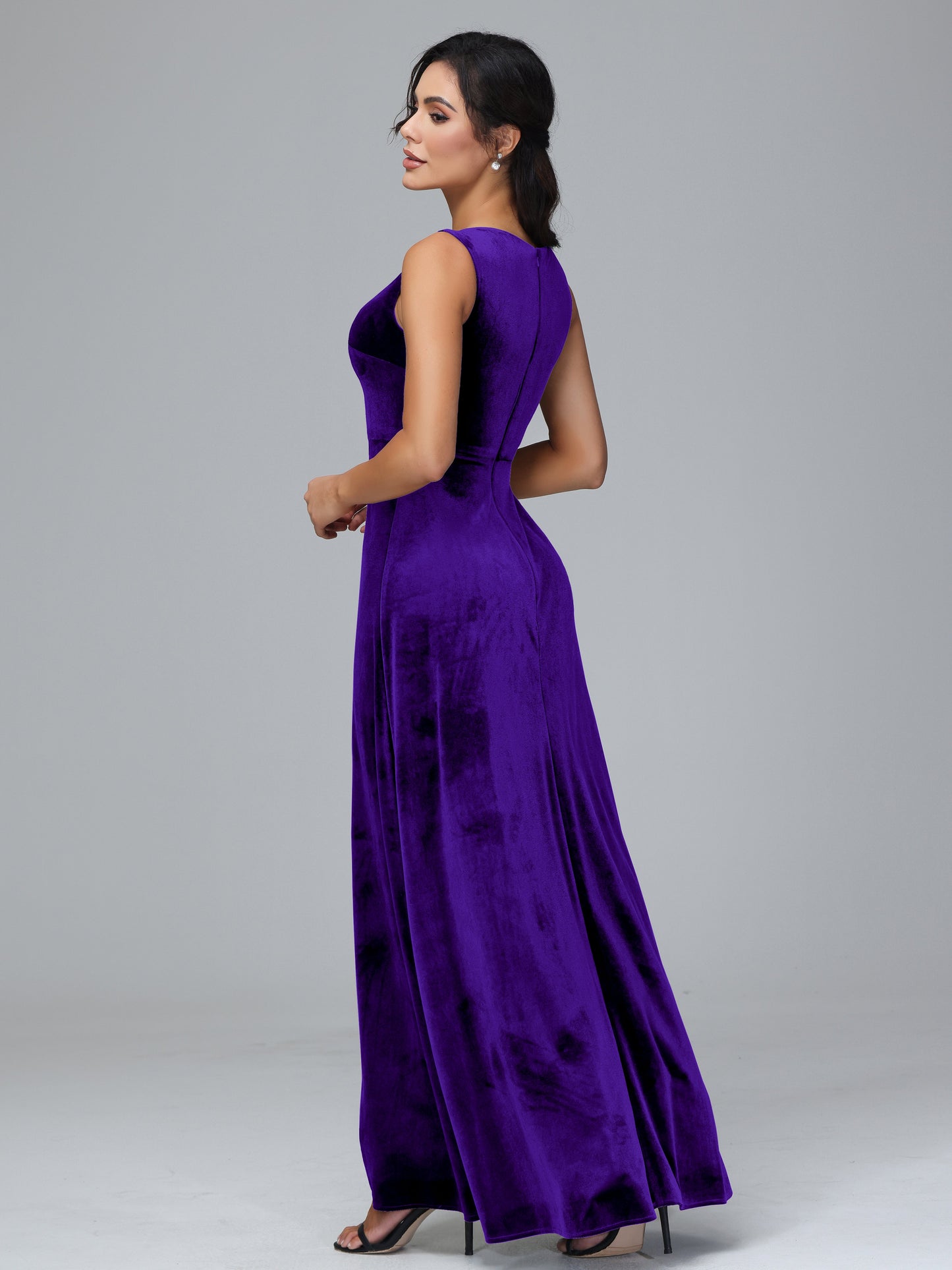 Straps V Neck Plus Size Bridesmaid Dress With Slit