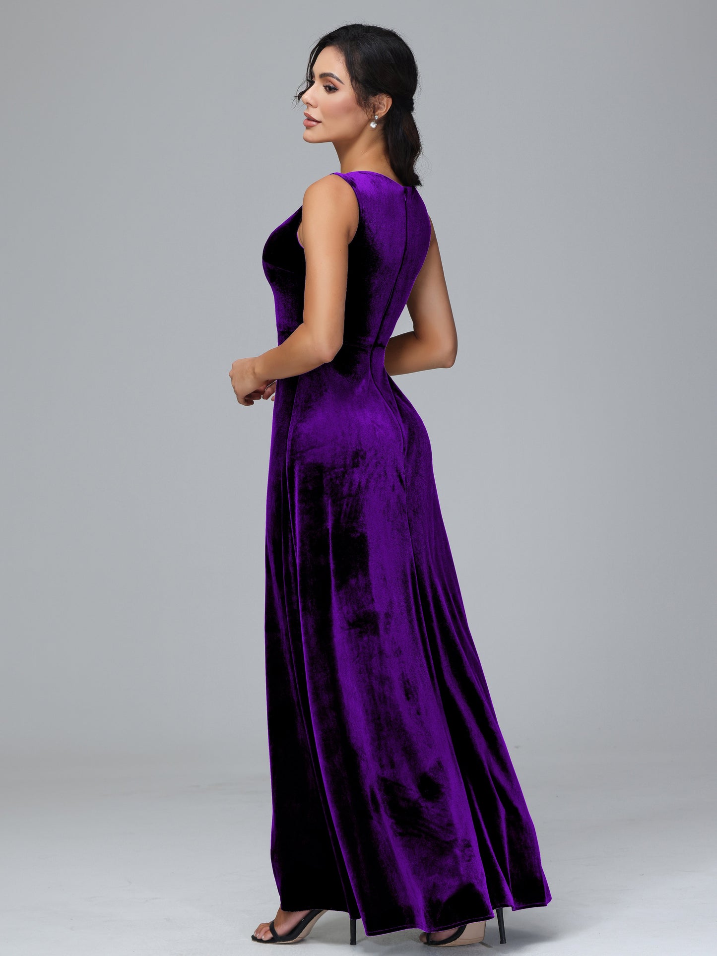 Straps V Neck Plus Size Bridesmaid Dress With Slit