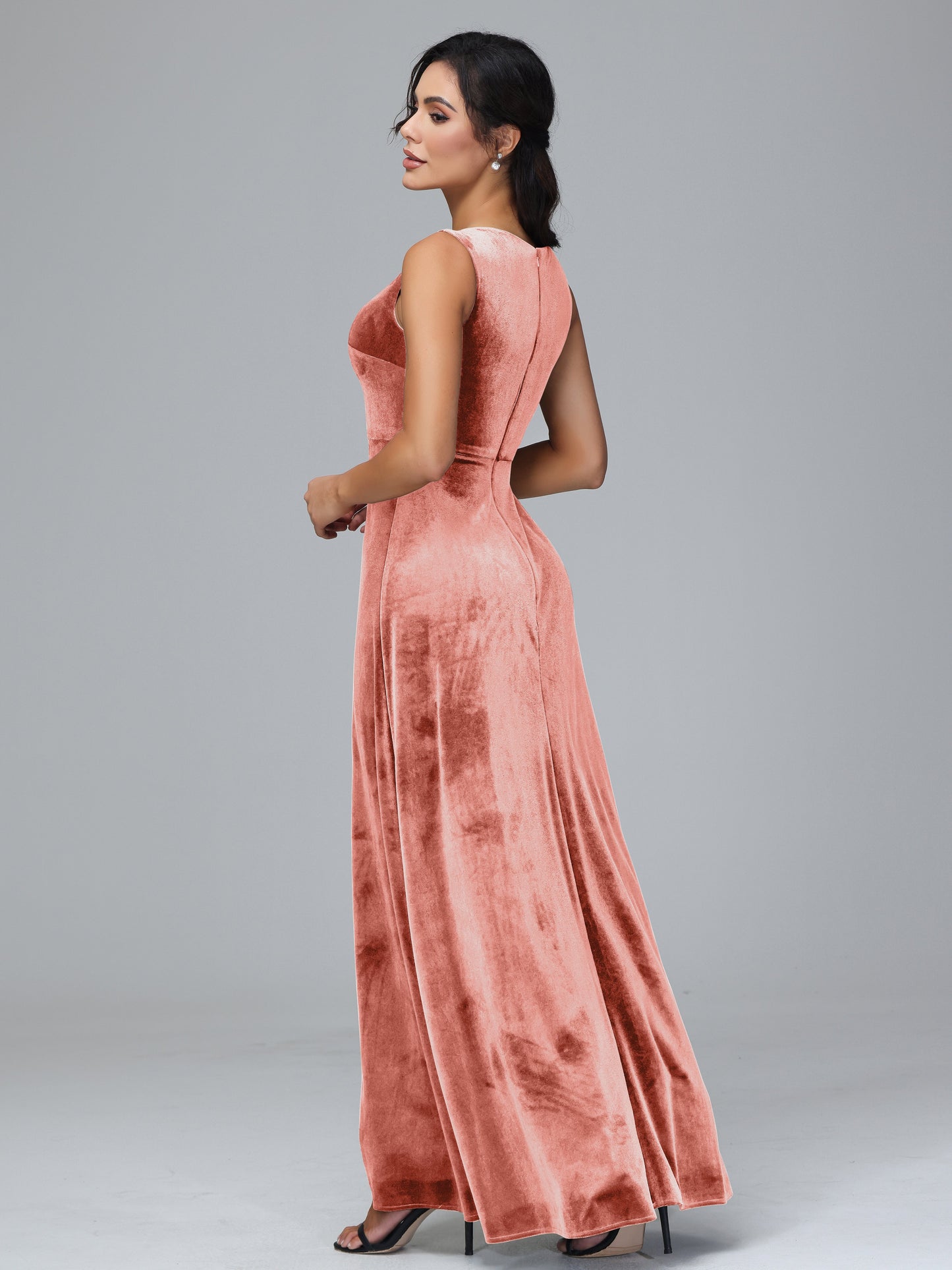 Straps V Neck Plus Size Bridesmaid Dress With Slit