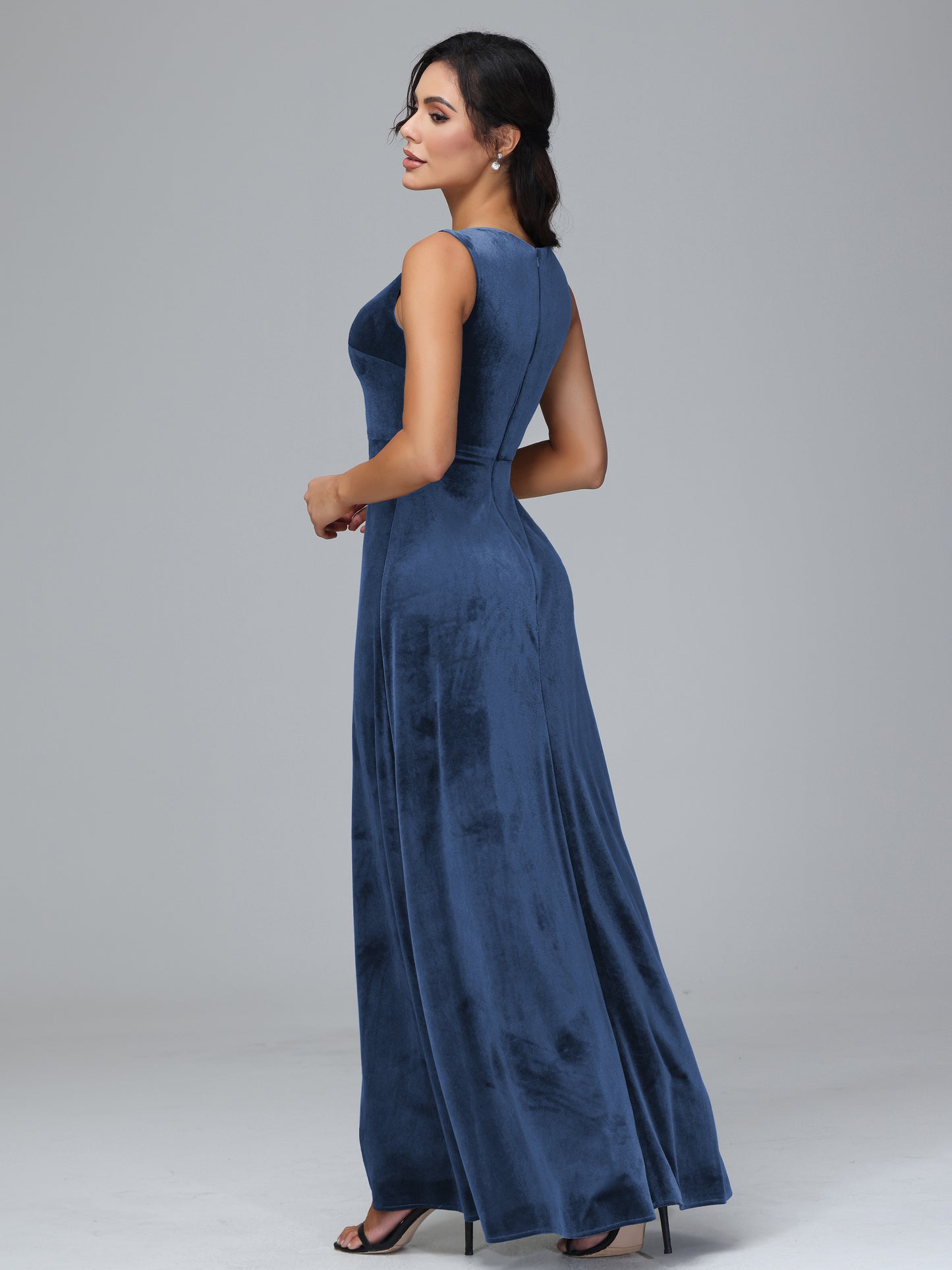 Straps V Neck Bridesmaid Dress With Slit