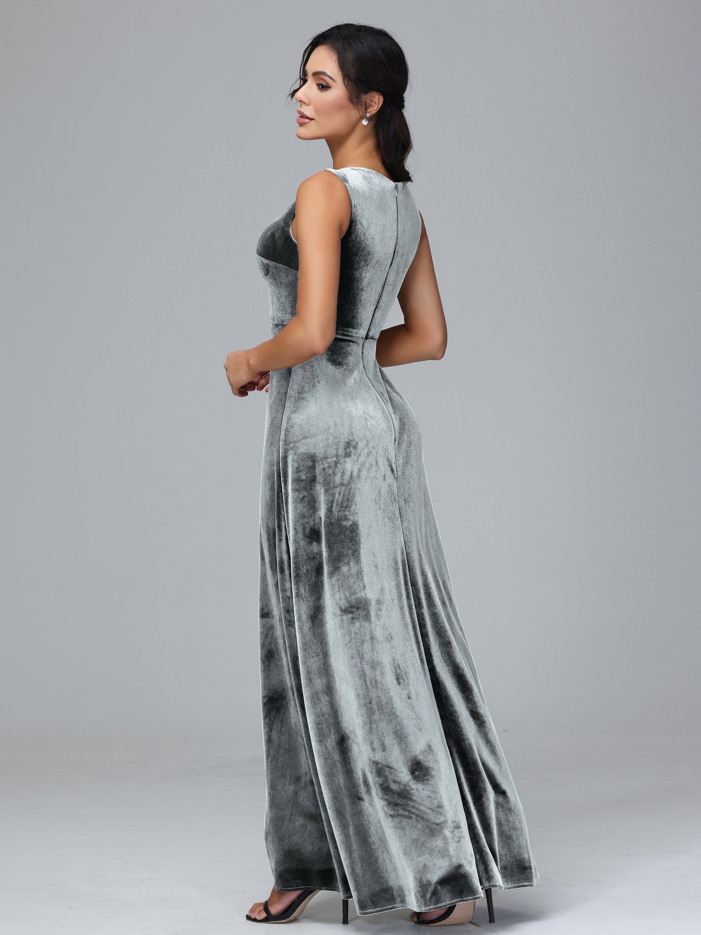 Straps V Neck Plus Size Bridesmaid Dress With Slit