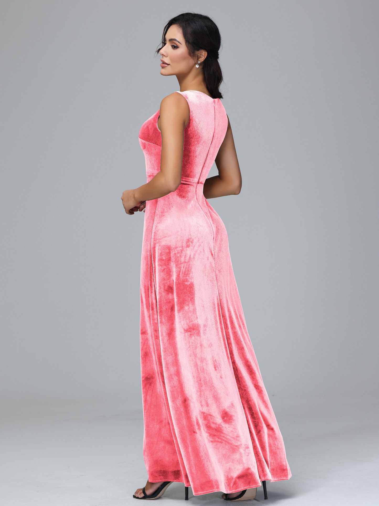 Straps V Neck Plus Size Bridesmaid Dress With Slit