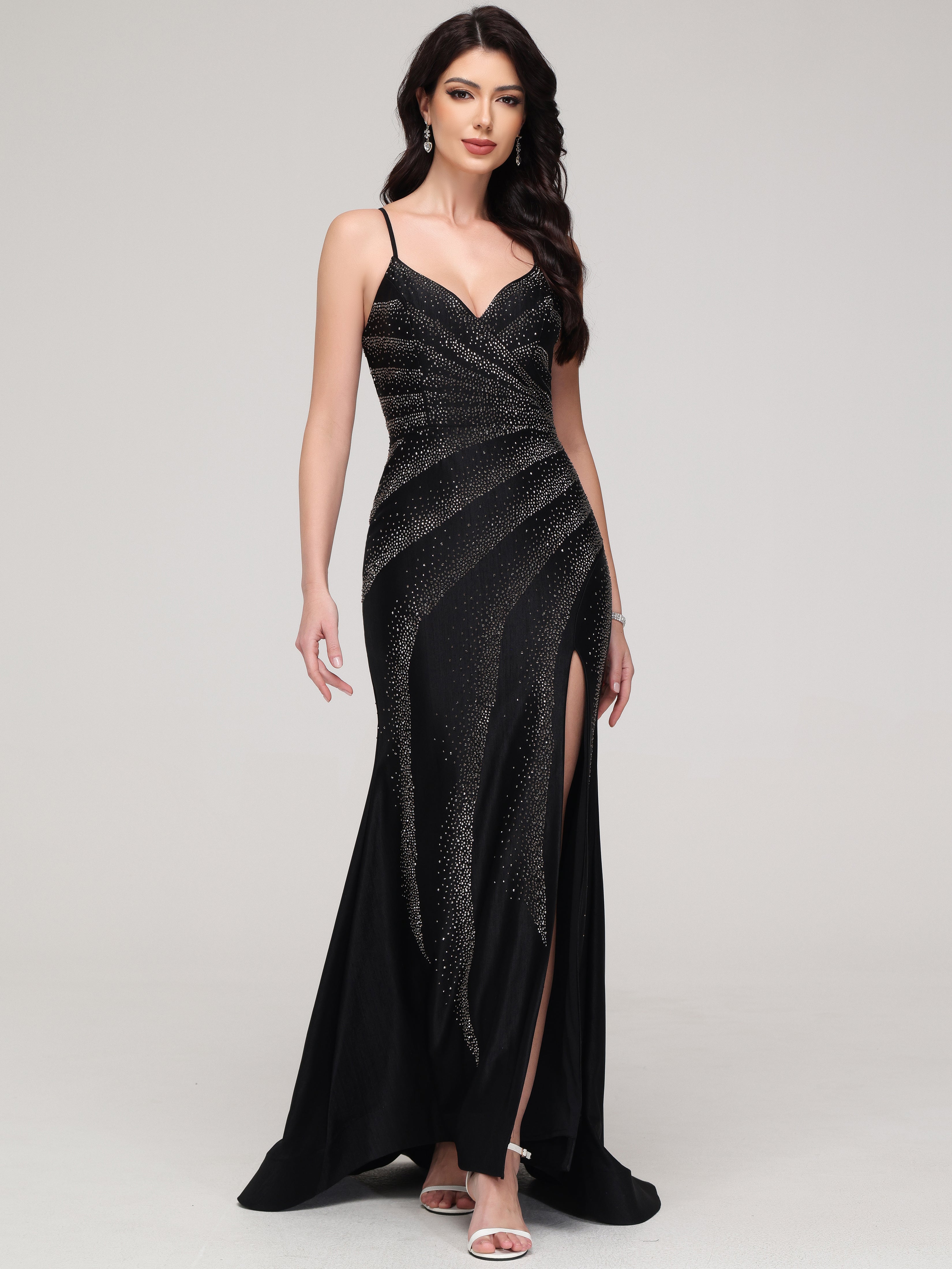 Stunning Black V-neck Sheath Wedding Guest Dresses Stunning Black V-neck Sheath Wedding Guest Dresses