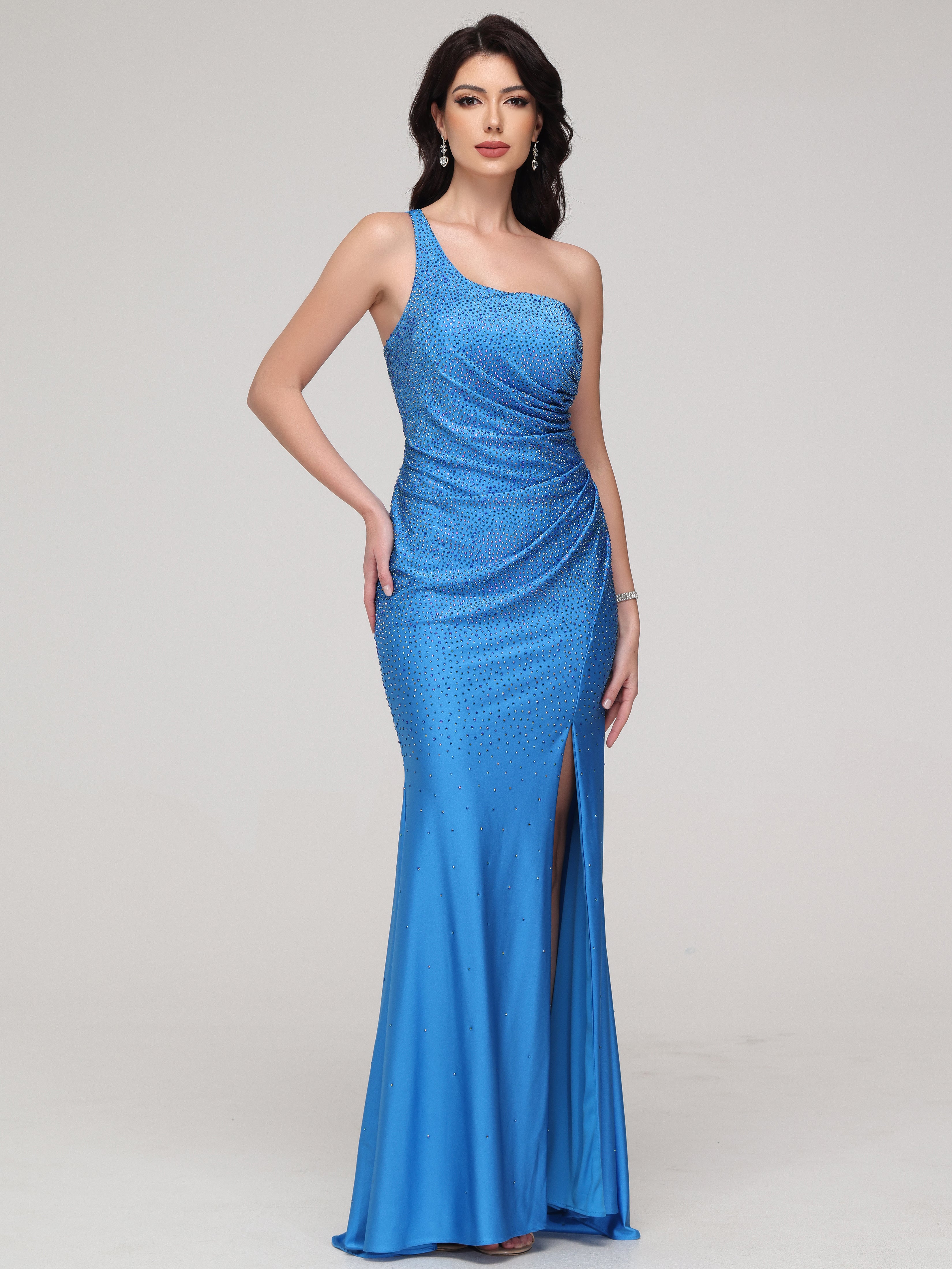 Stunning One Shoulder Beaded Mermaid Prom Dress with Slit Stunning One Shoulder Beaded Mermaid Prom Dress with Slit