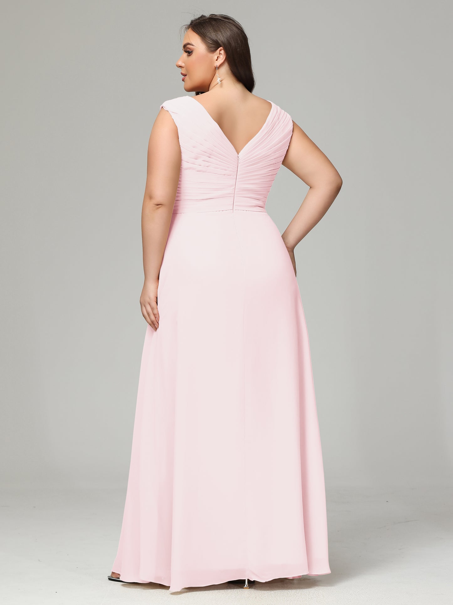V-back Chiffon Bridesmaid Dress Plus Size
