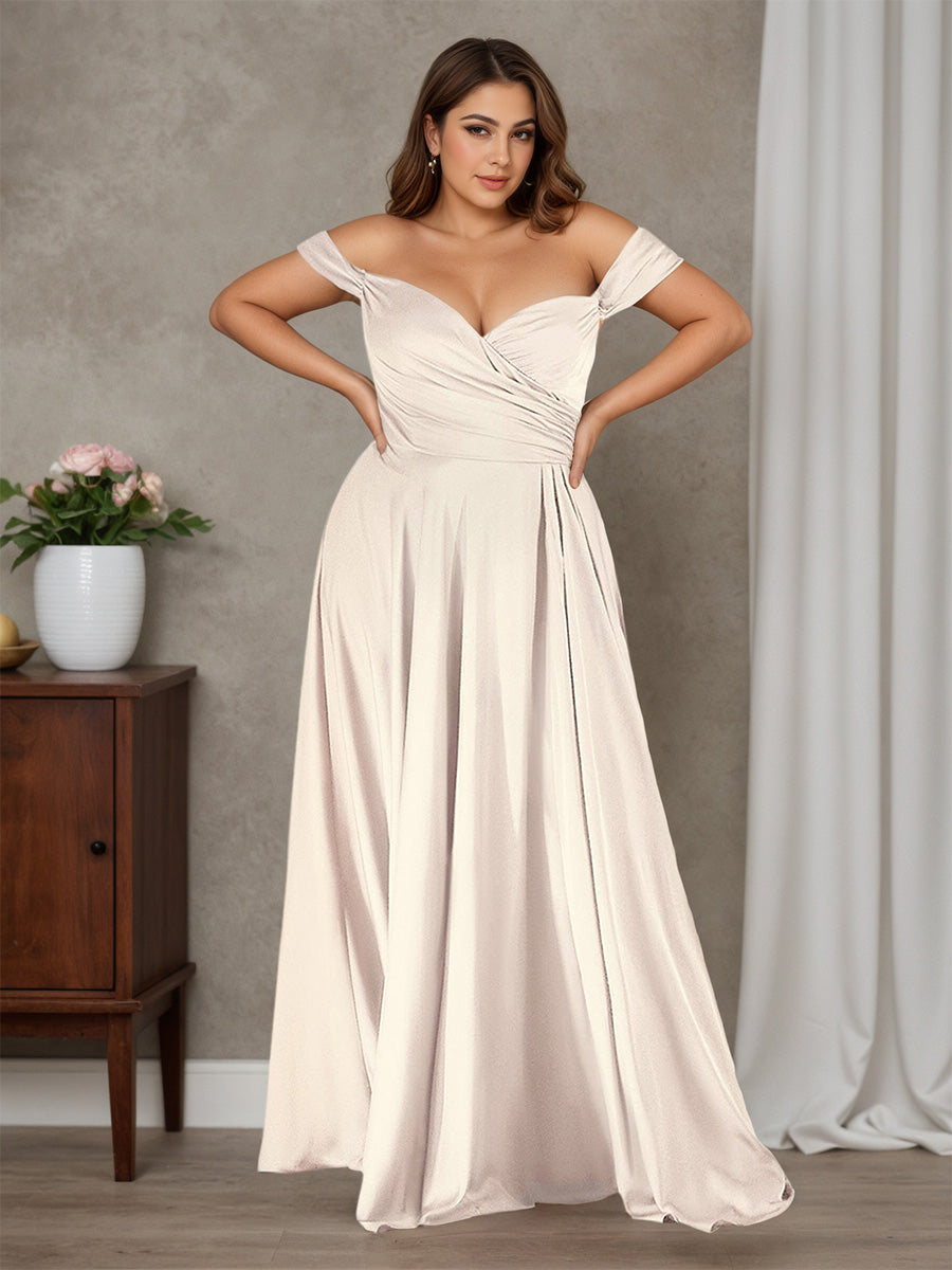 Pretty Off The Shoulder Bridal Gown A-line Long Split Wedding Dress