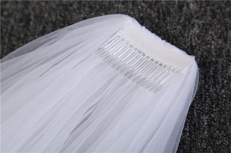 Wedding Veil Two-Tier Lace Edge Tulle Cathedral Veils Appliques TS9001