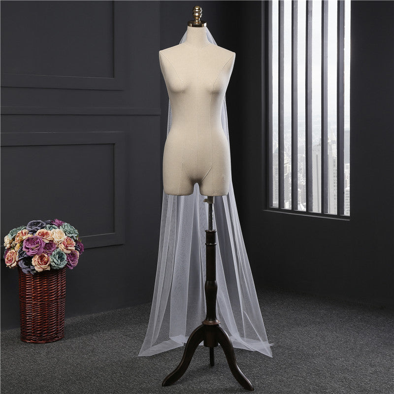 Wedding Veil One-Tier Tulle Cut Edge Chapel Veils TS91046