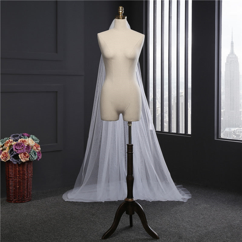 Wedding Veil Two-Tier Tulle Cut Edge Chapel Veils TS91040