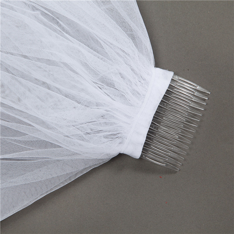 Wedding Veil Two-Tier Tulle Lace Edge Chapel Veils Appliques TS91001