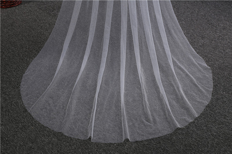 Best Wedding Veil One-Tier Cut Edge Tulle Cathedral Veils TS9011
