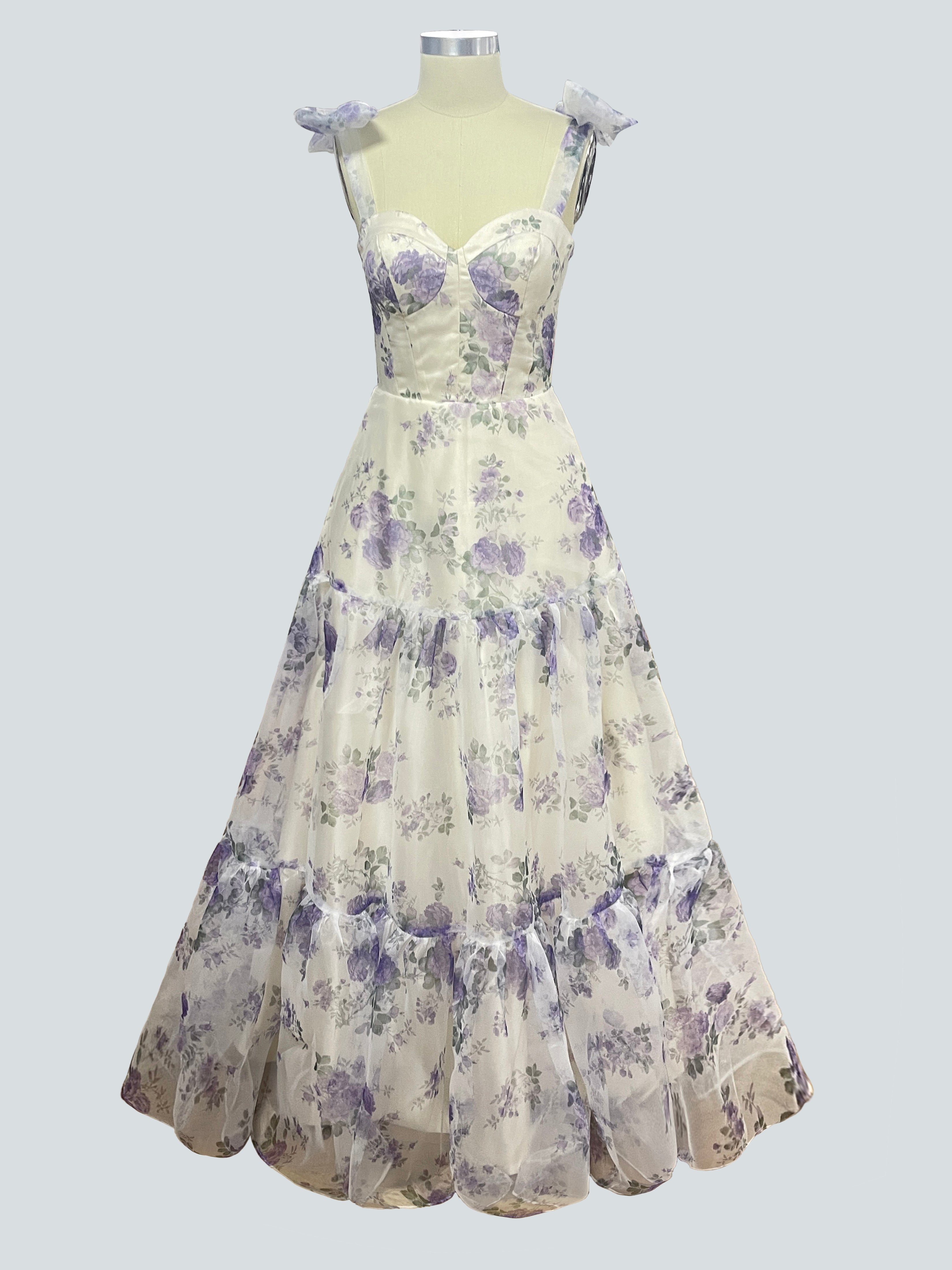 Elegant Floral Organza Long Prom Dresses Elegant Floral Organza Long Prom Dresses