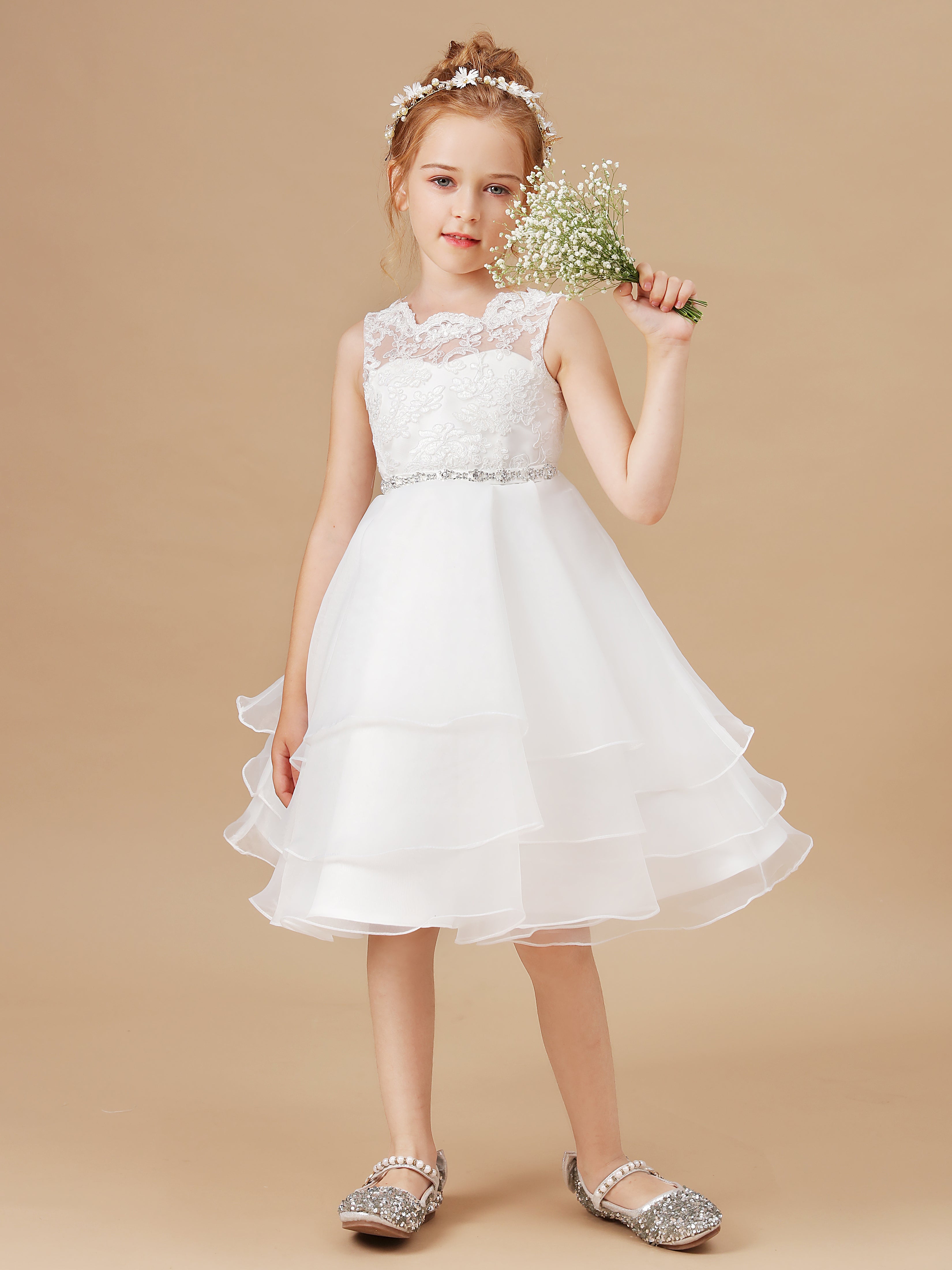 Ruffles Beading Lace Appliques Short Flower Girl Dress Ruffles Beading Lace Appliques Short Flower Girl Dress