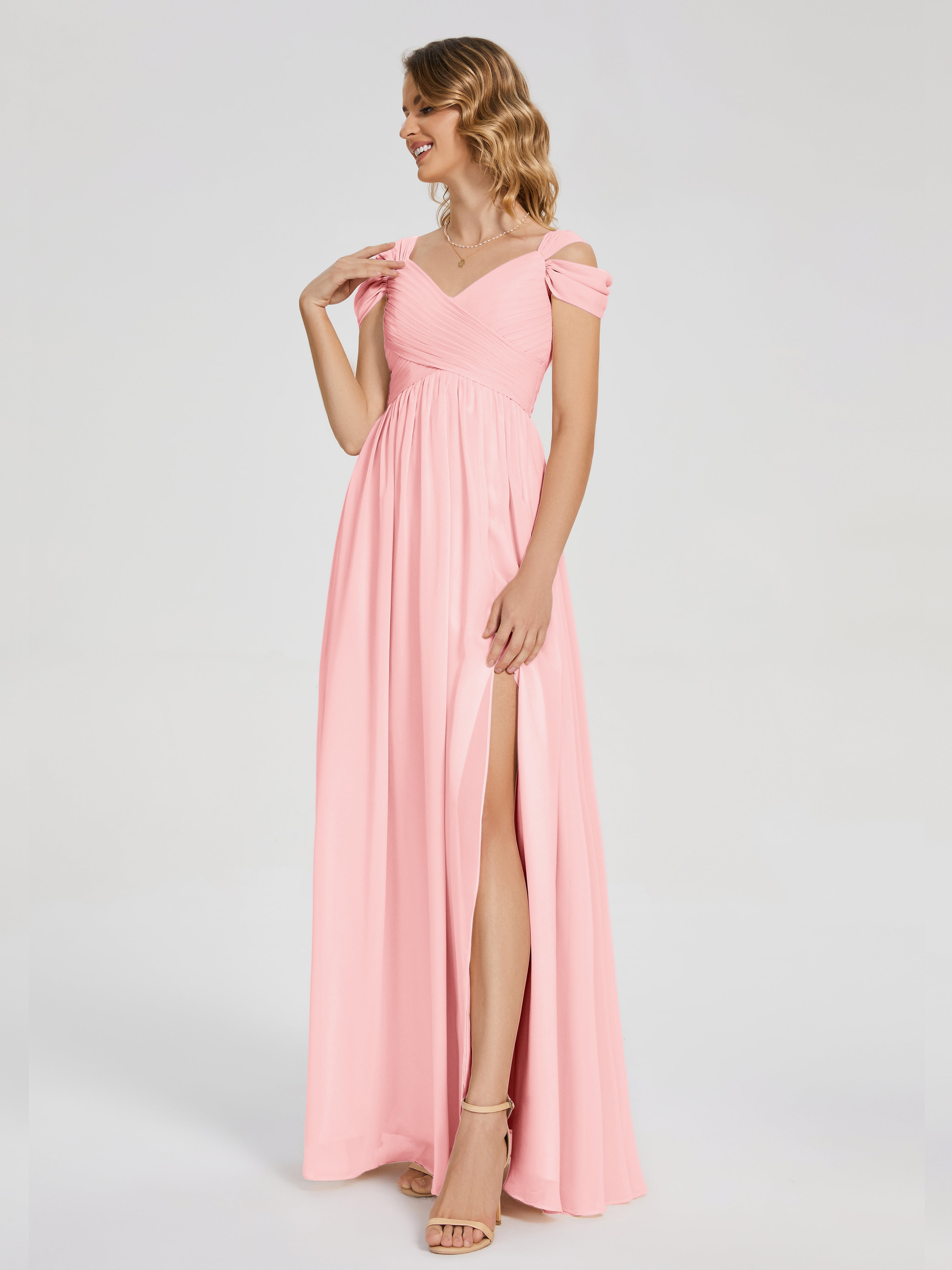 Charlee Straps Side Slit Empire Bridesmaid Dress