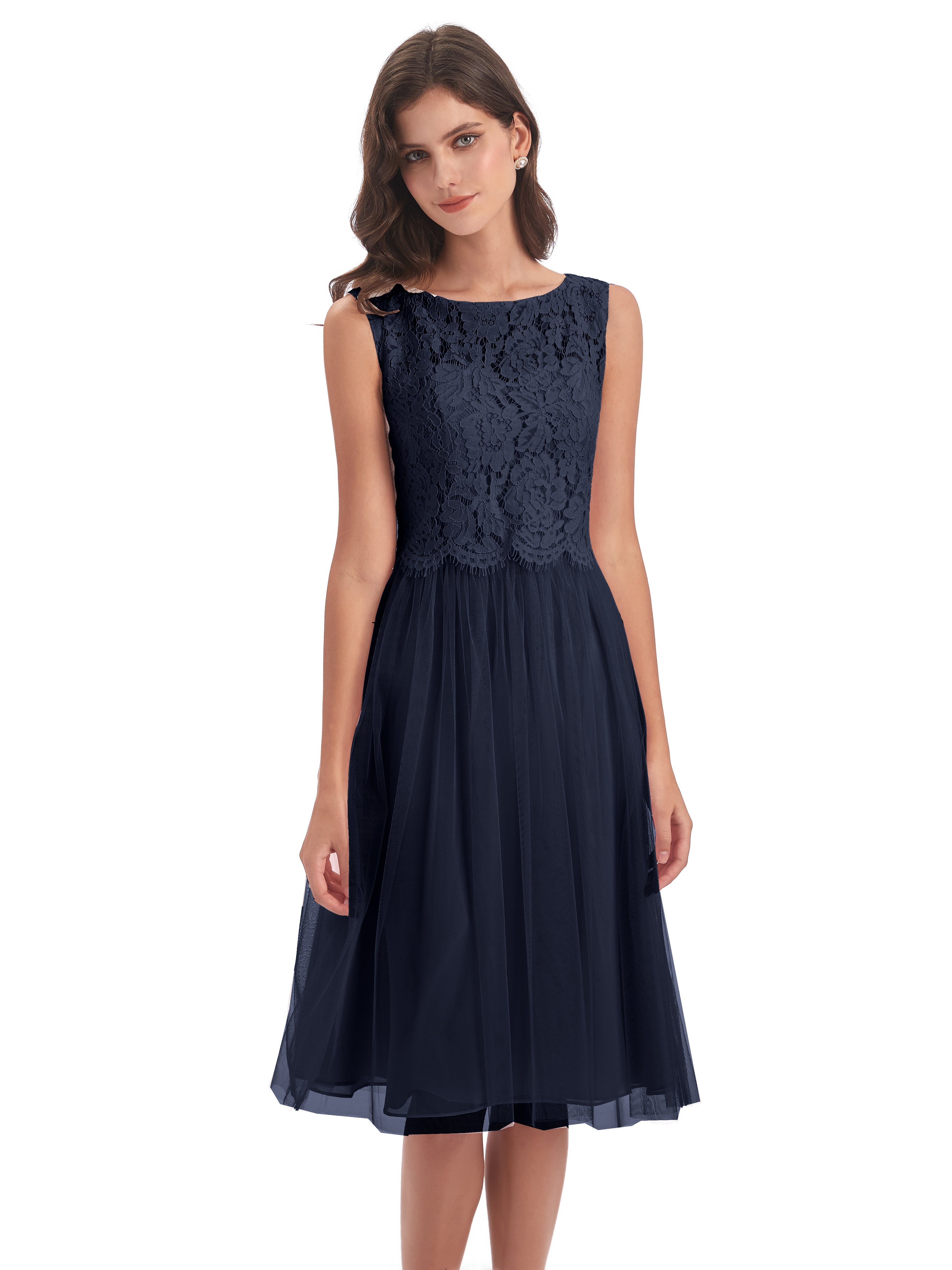 Knee Length Scoop Lace Bridesmaid Dresses US4 - Cicinia Knee Length Scoop Lace Bridesmaid Dresses US4 - Cicinia