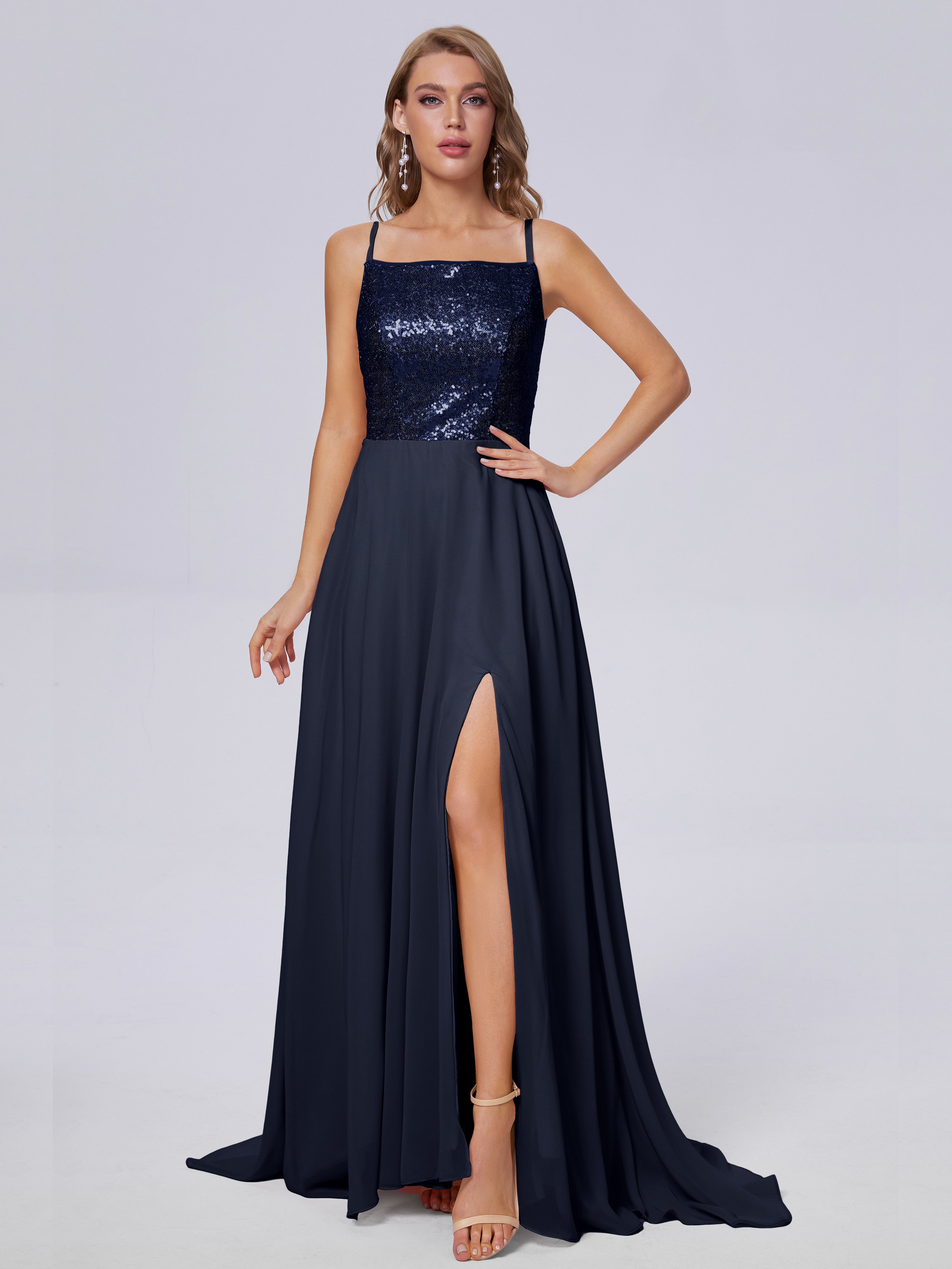 Cicinia Split Sequin Long Bridesmaid Dresses, Dark_Navy Cicinia Split Sequin Long Bridesmaid Dresses, Dark_Navy