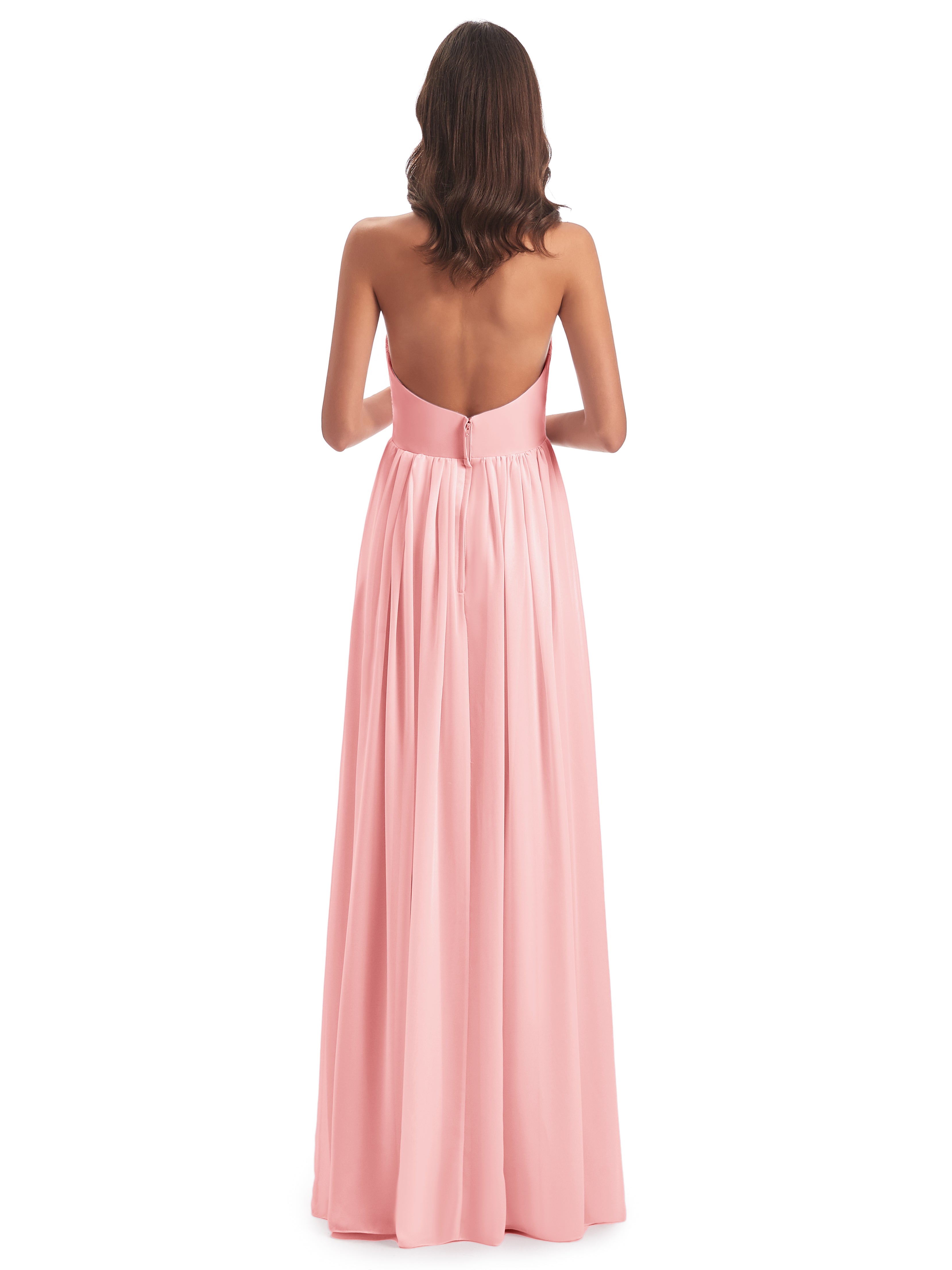 Camila A-line Halter Pleating Long Bridesmaid Dresses