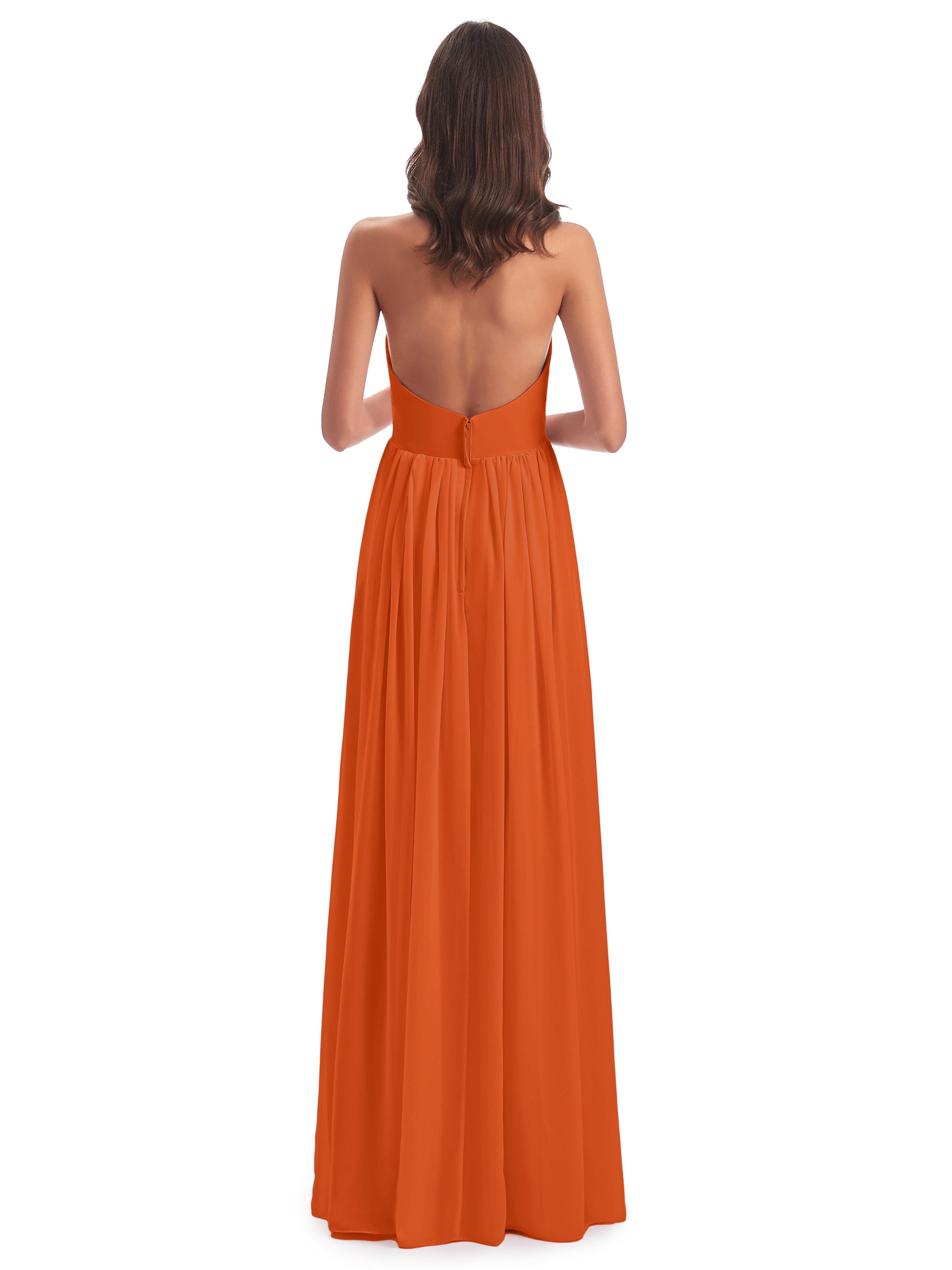 Camila A-line Halter Pleating Long Bridesmaid Dresses