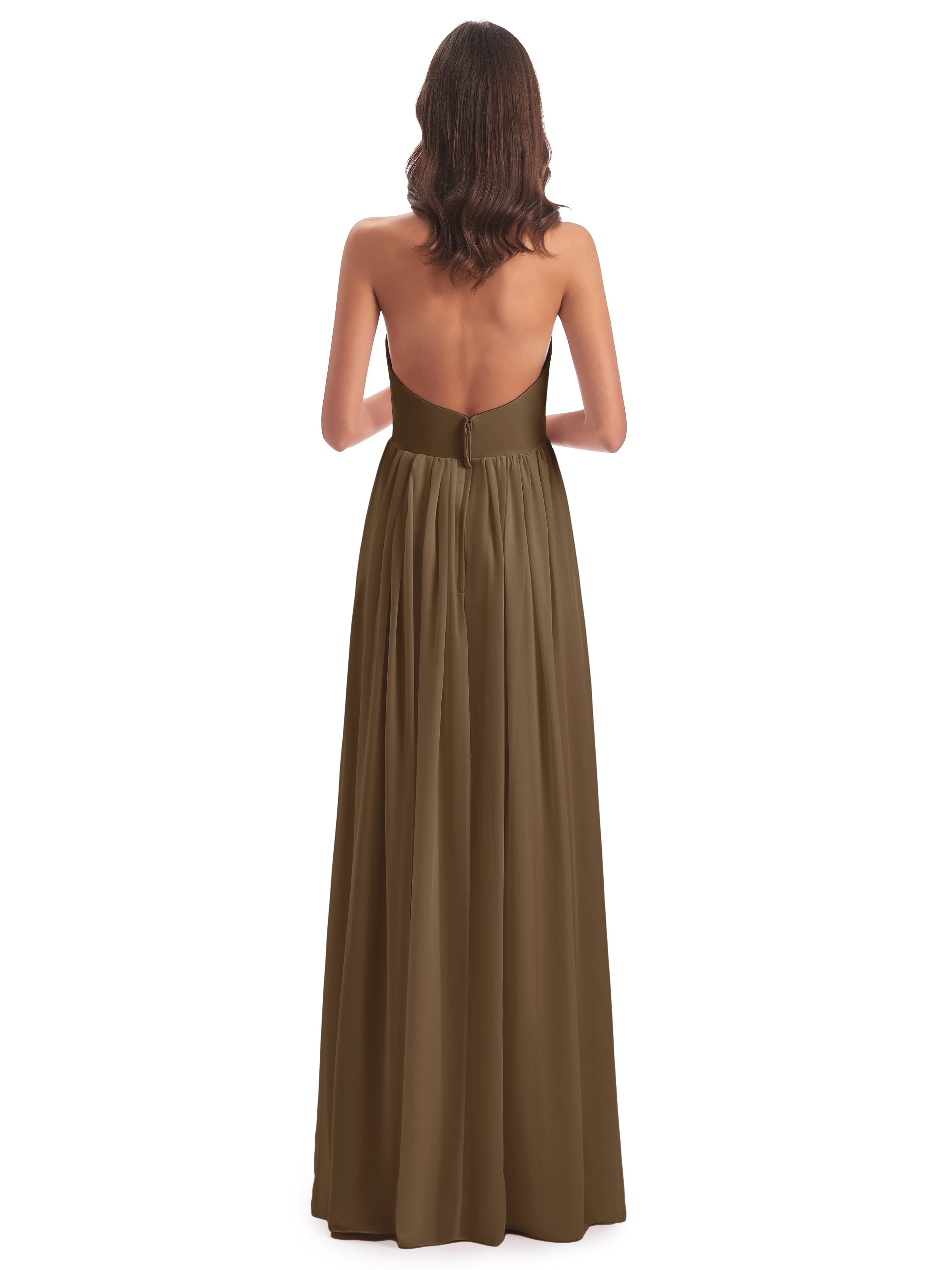 Camila A-line Halter Pleating Long Bridesmaid Dresses